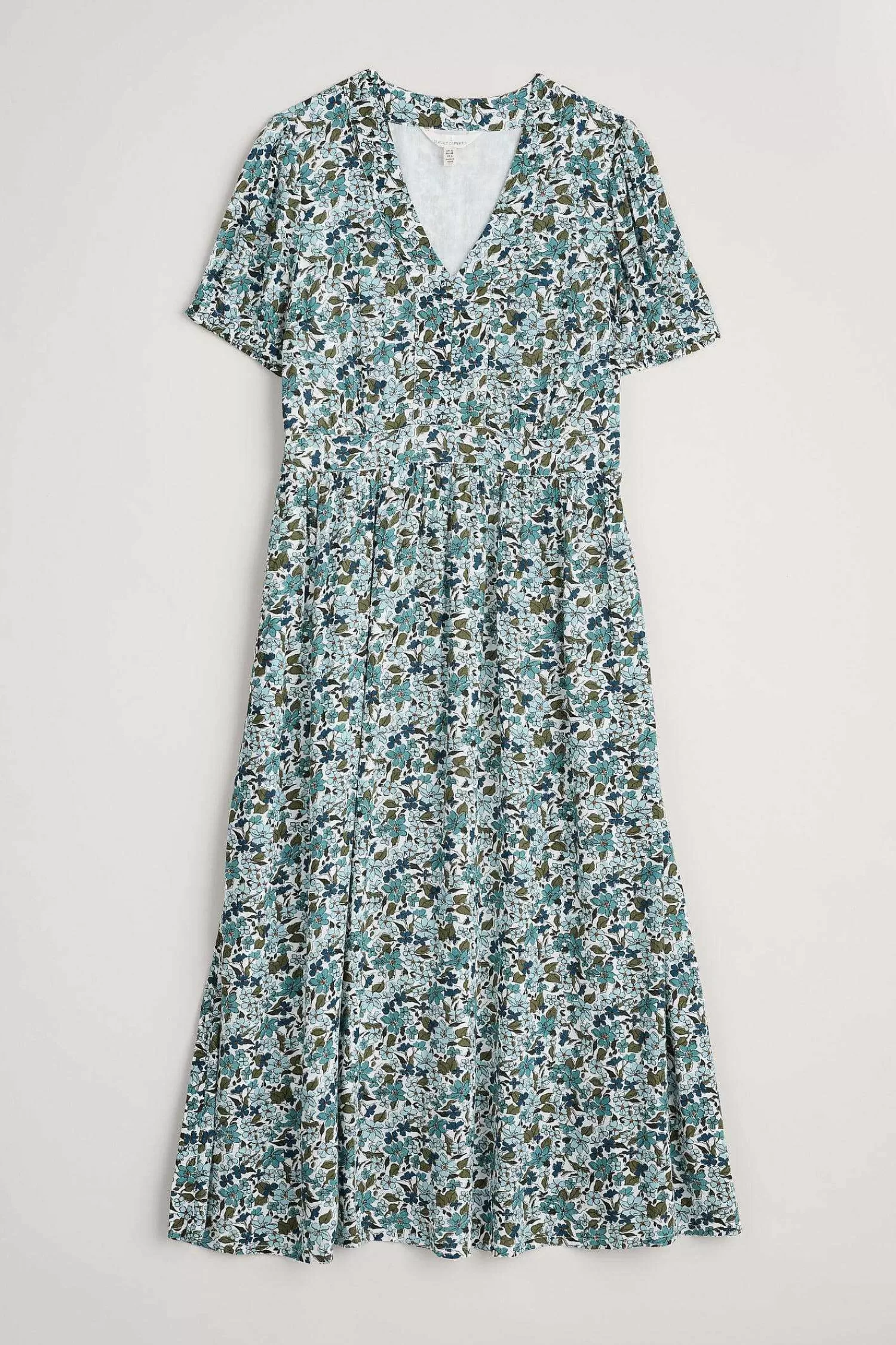 Abito Midi Elegante Donna con Scollo a Tè - Foglie di Betulla di Seasalt Cornwall, Confezionato in Cotone Sostenibile per un Look Bohemien Autentico