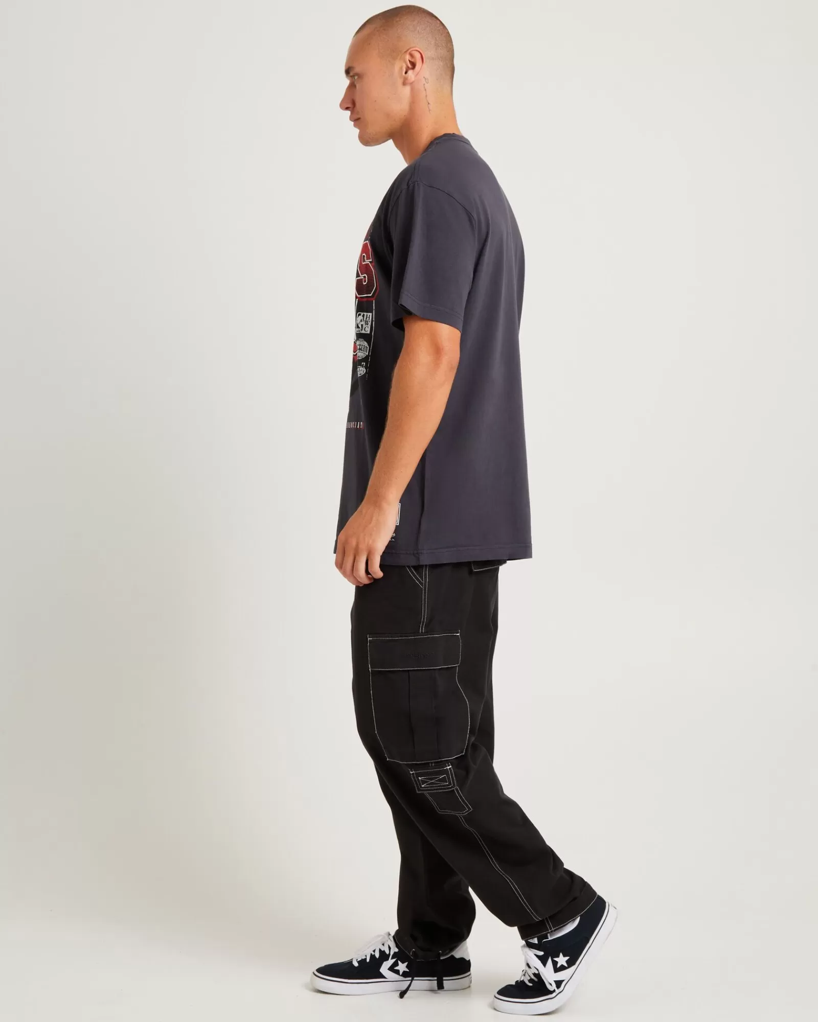 Mitchell & Ness Maglietta Chicago Bulls con Effetto Vintage - Nero Sbiadito a Maniche Corte