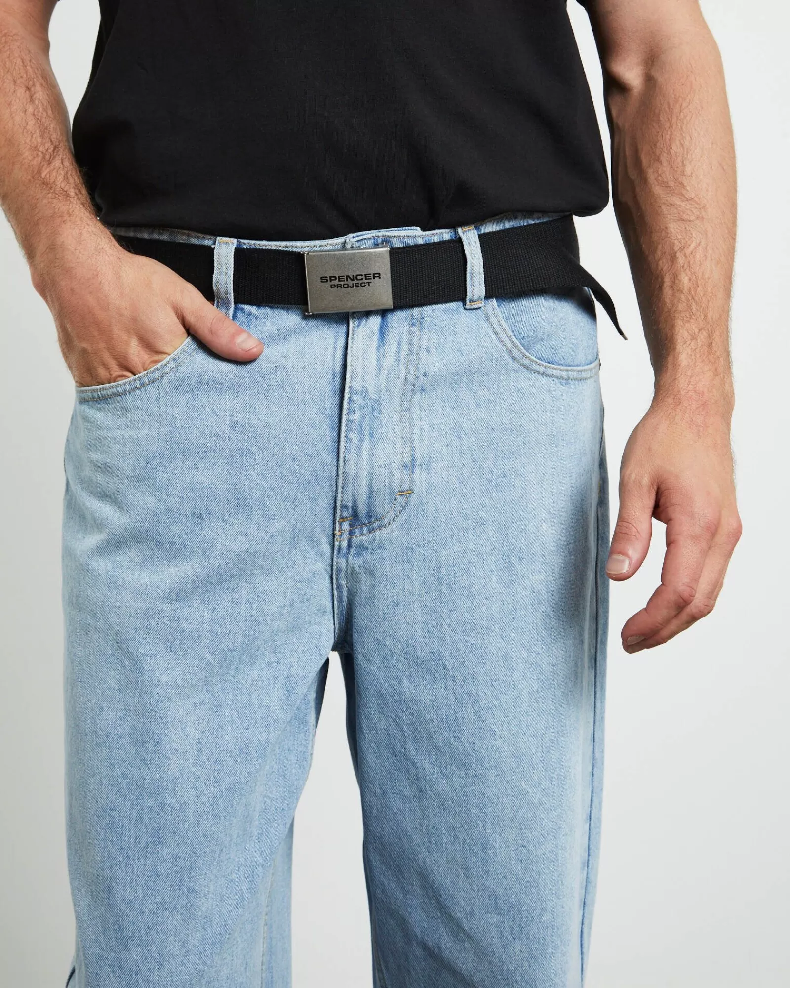 Cintura Burnside SPENCER PROJECT - Cintura Uomo in Tela Rigida con Fibbia Metallica, Nero Classico - Design Minimalista e Fibra Resistente per Stile Casual