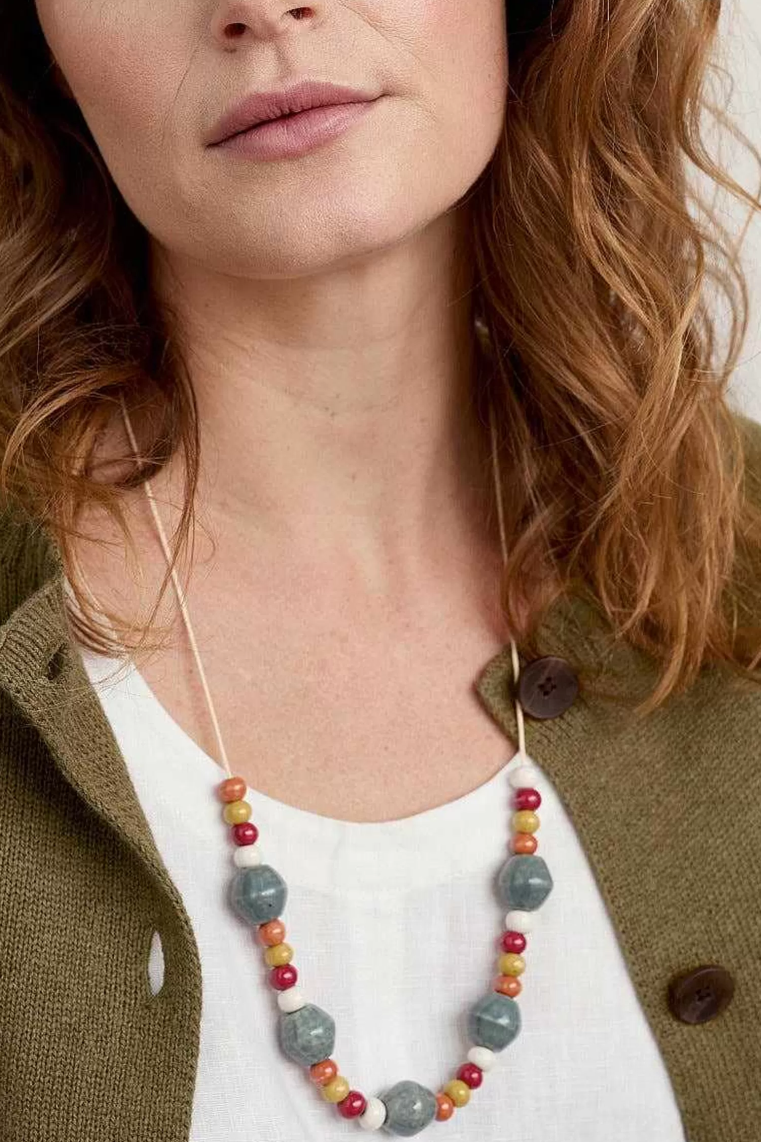 Collana Artigianale con Perline Ceramiche Canna - Ispirazione Marina Cornwall per Donna