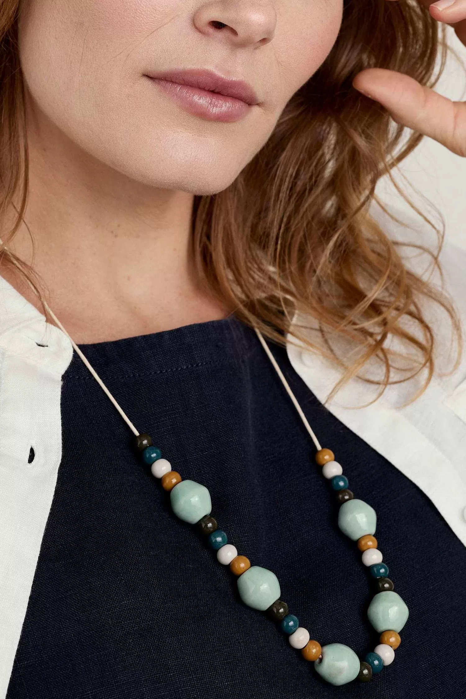 Collana Artigianale con Perline Ceramiche Canna - Ispirazione Marina Cornwall per Donna