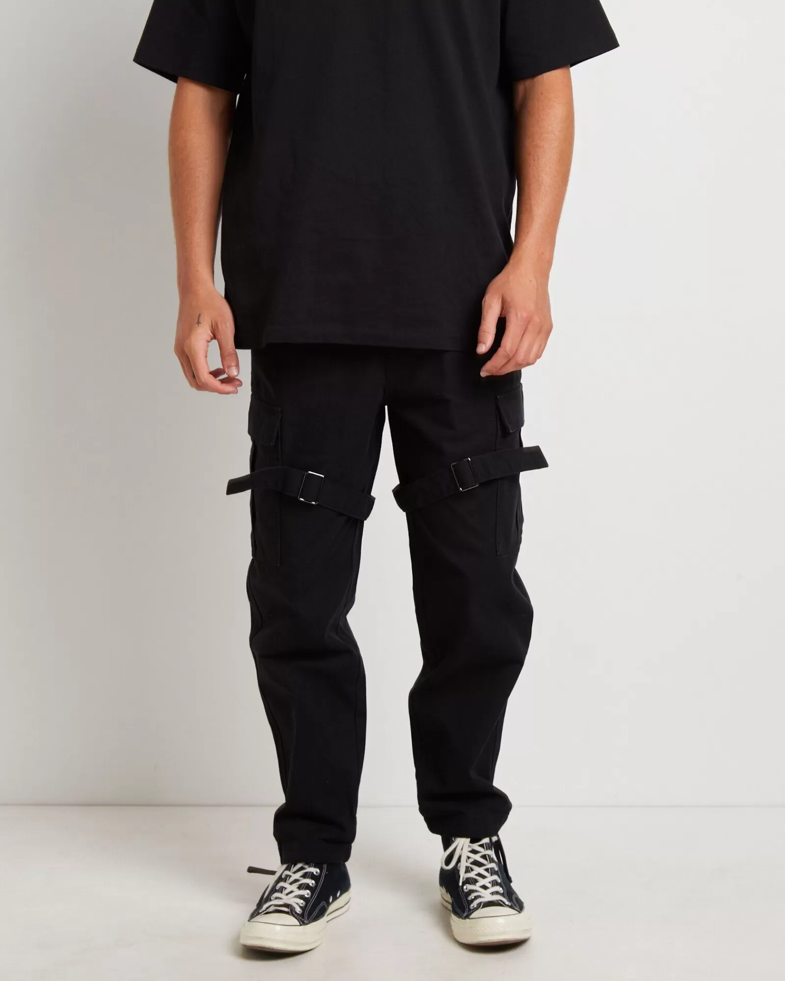 Standard Jean Co. Pantaloni Cargo Chicane Nero - Stile Urbano Unisex con Tasche Funzionali 

(：，，
