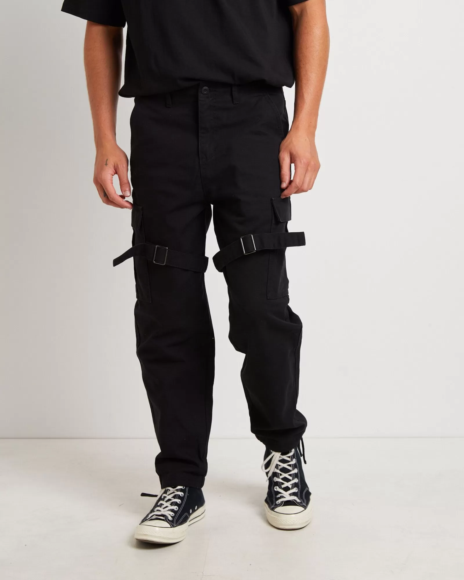 Standard Jean Co. Pantaloni Cargo Chicane Nero - Stile Urbano Unisex con Tasche Funzionali 

(：，，