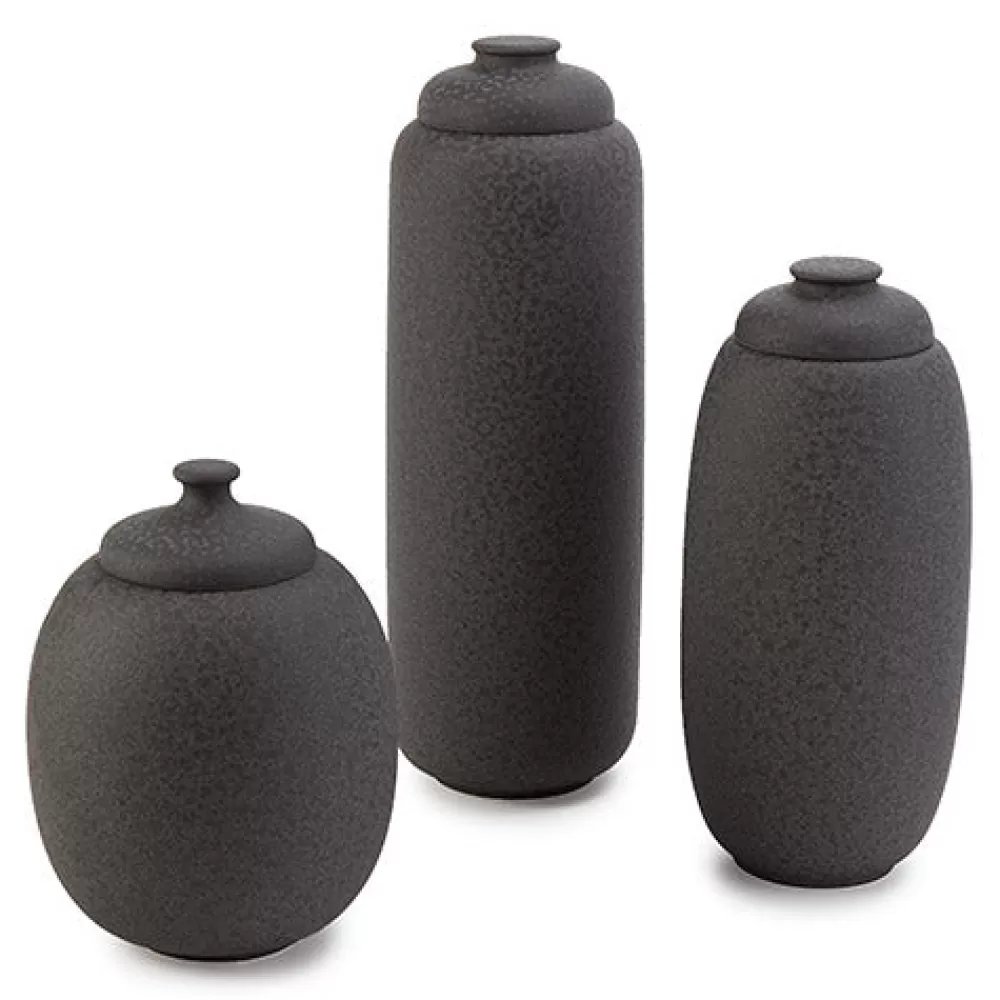 Barattolo Elegante in Stile Mar Morto - Decorazione Minimalista, Nero Opaco, Formato Compatto per la Casa