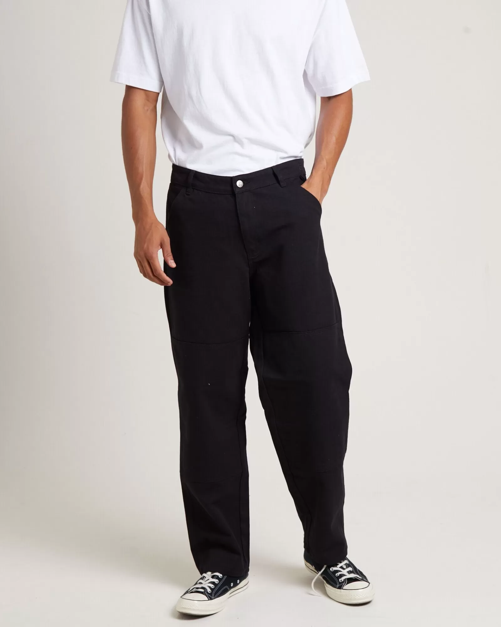 Pantaloni Uomo con Doppio Rinforzo Ginocchia - Nero Assoluto, Offerta Lampo Ex-Forma Comfort Estremo