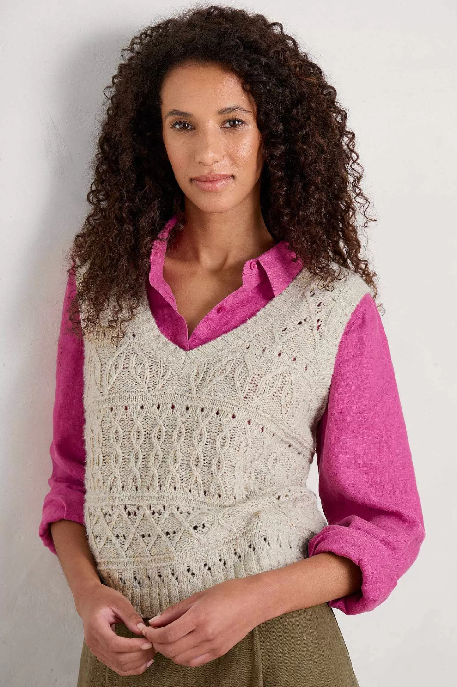 Donna Maglioncino in Lana Merino Misto con Scollo a V - Stile Costiero Seasalt Feock Cornwall
