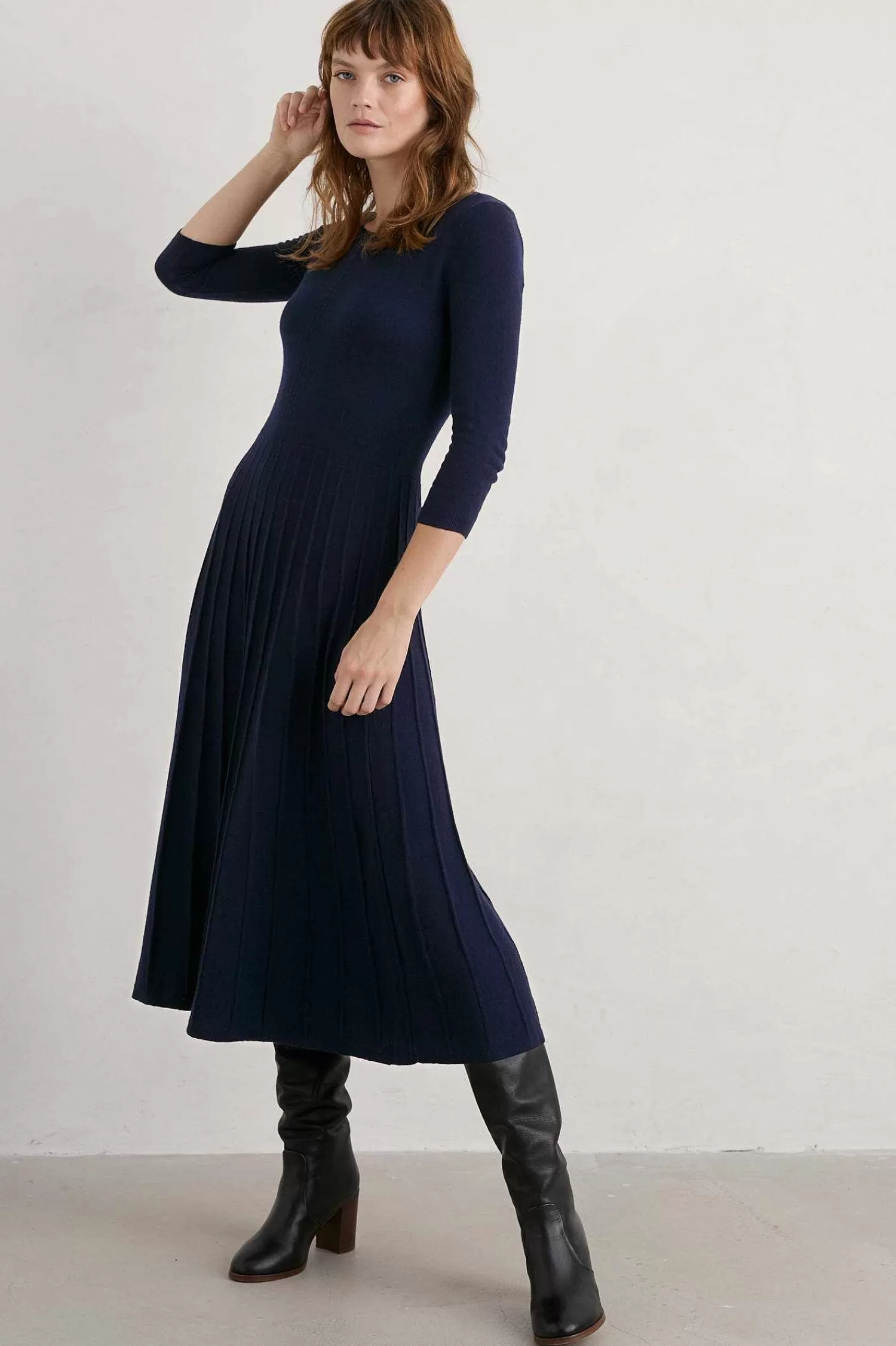 Abito Mid-Length in Maglia Artigianale Seasalt - Ispirazione Folkloristica Cornovagliese per Donna