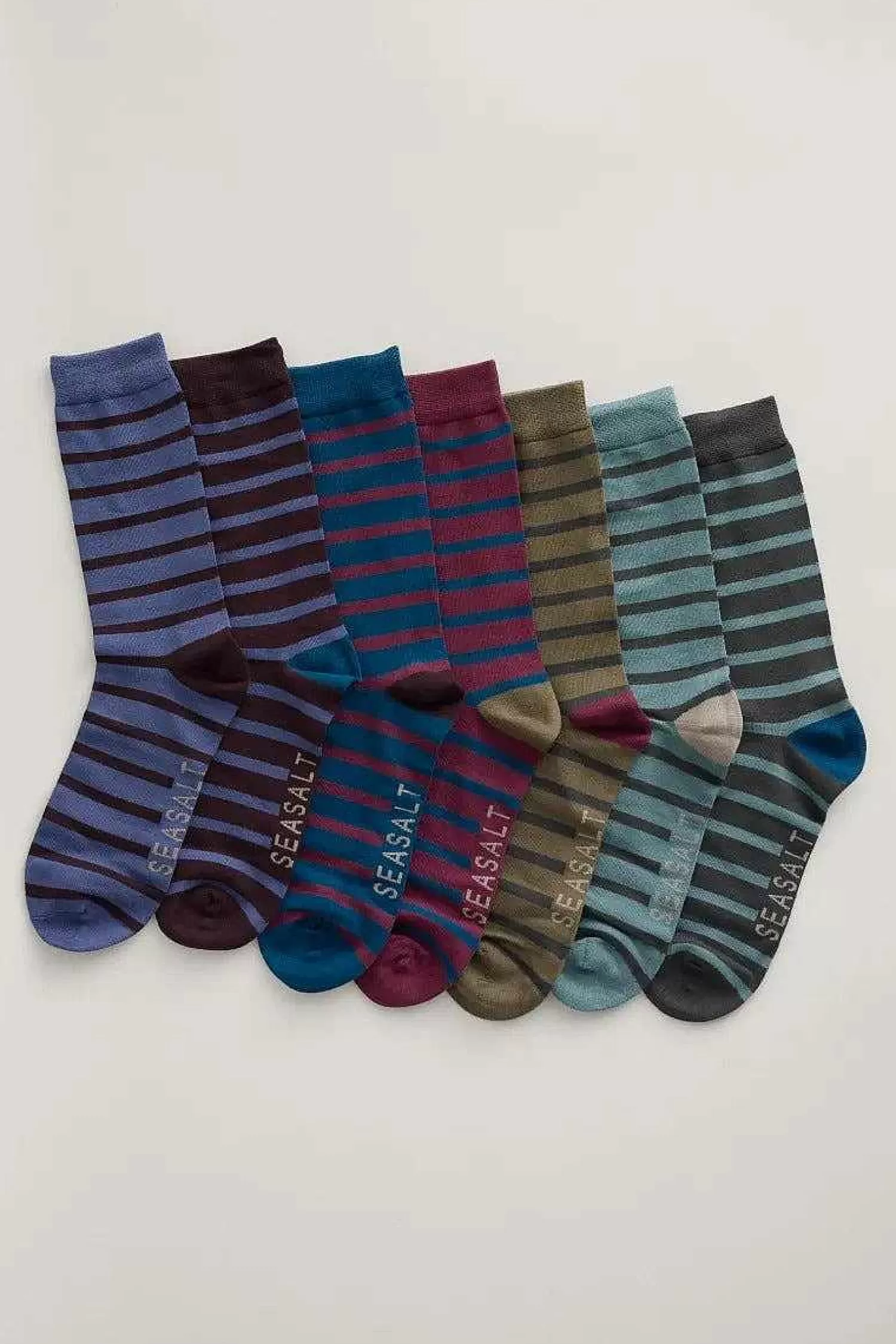 Calze Nautiche Eleganti per Uomo - Scatola Regalo Cornwall Seasalt con 7 Paia, Dettagli in Tonalità Marine 

（：：1.  2. 