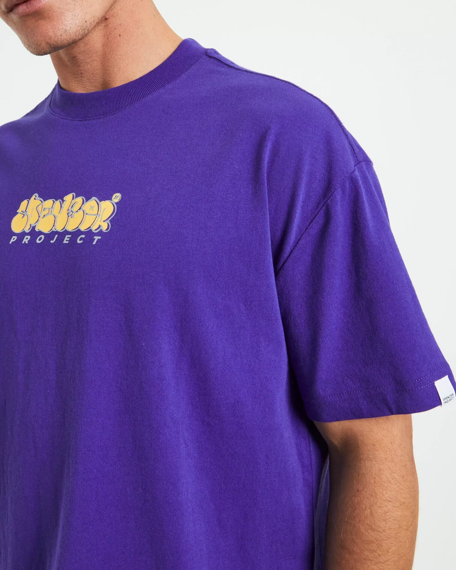 Nuovo Progetto Spencer Maglietta Streetwear con Grafica Artistica - Blu Marino, Maniche Corte, Stile Urban Comodo