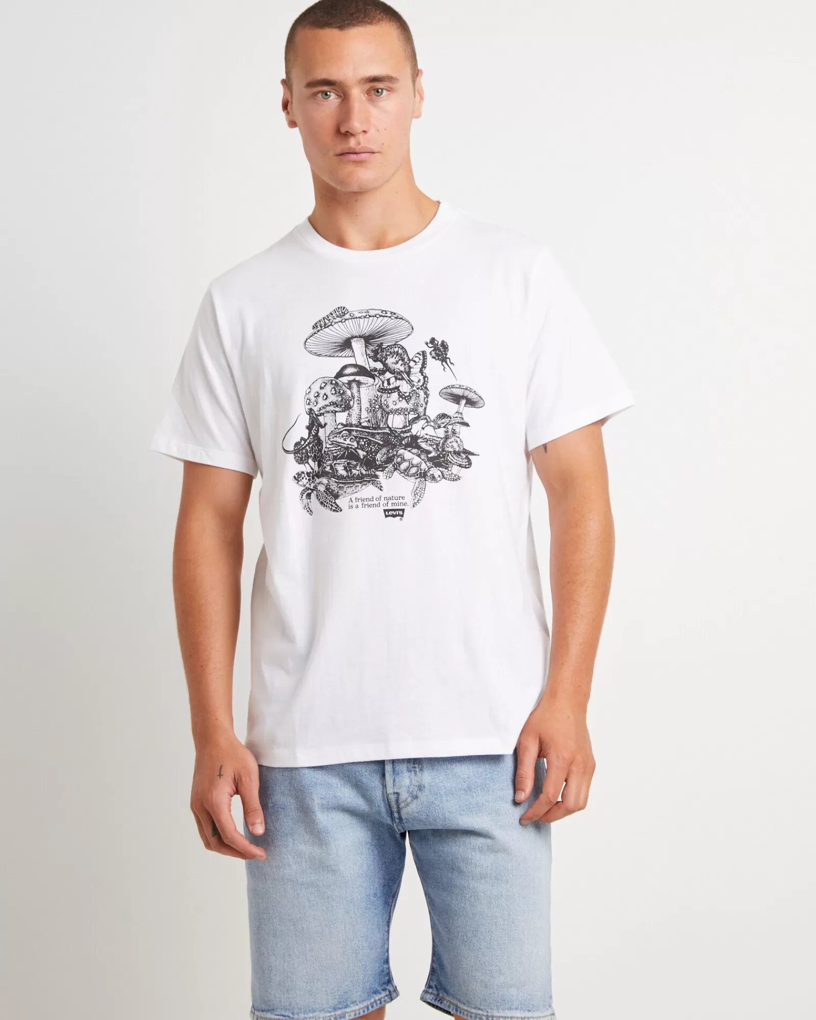 LEVIS Maglietta Manica Corta Con Stampa Grafica - Tema Natura Selvaggia Bianco Puro