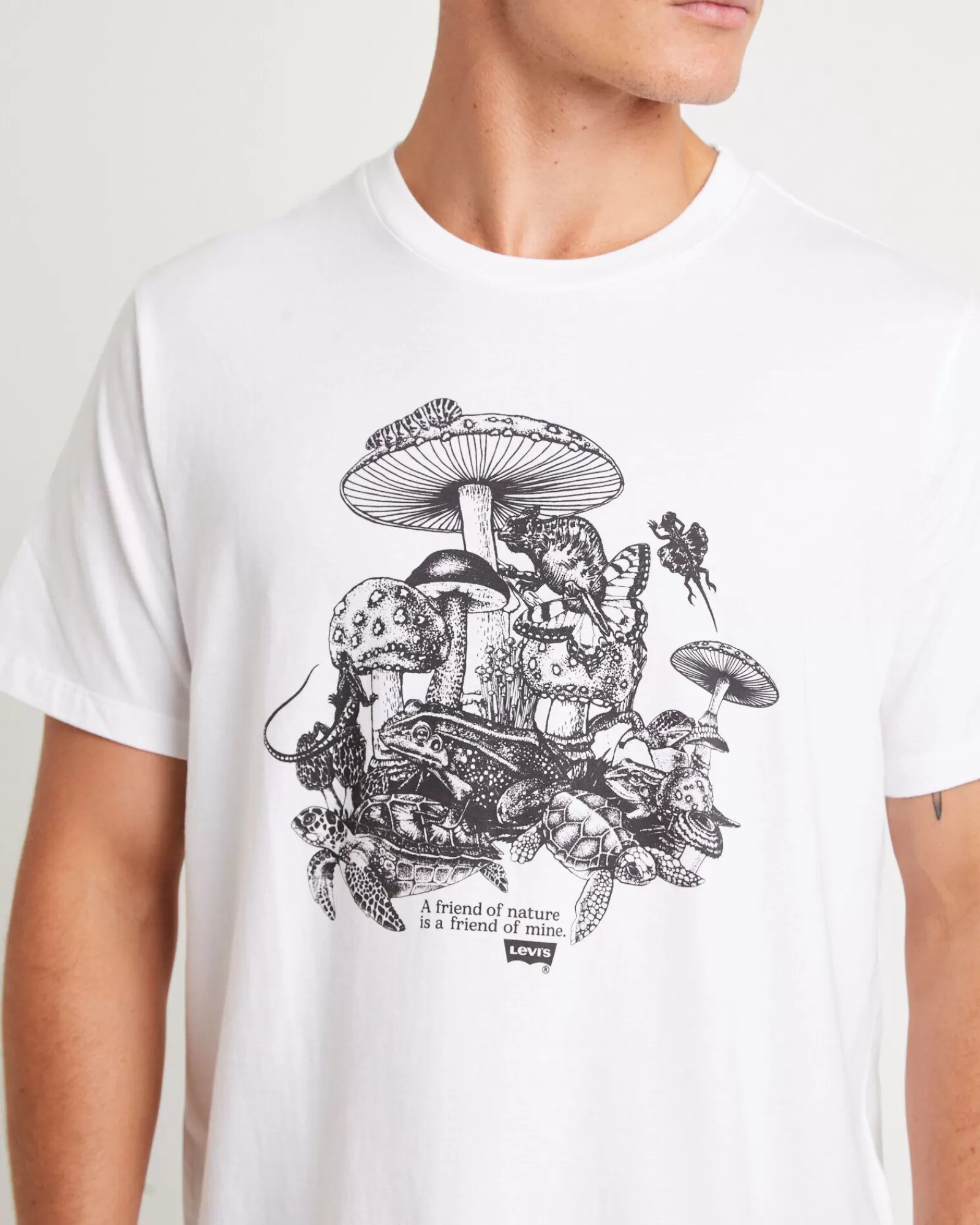 LEVIS Maglietta Manica Corta Con Stampa Grafica - Tema Natura Selvaggia Bianco Puro