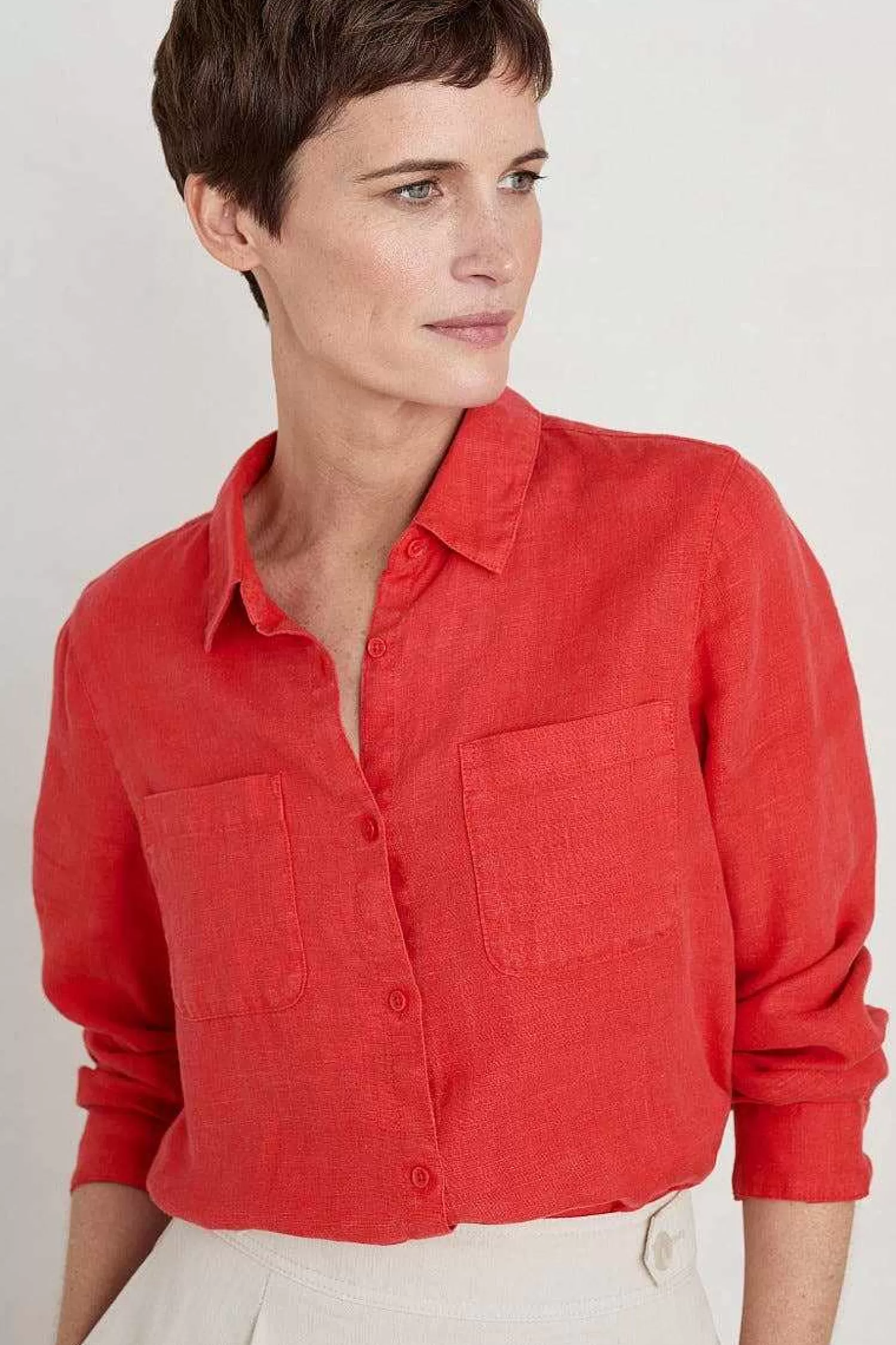 Camicia in Lino Confortevole per Donna – Stile Naturale Ramo di Nocciola, Seasalt Cornwall Estate Casual