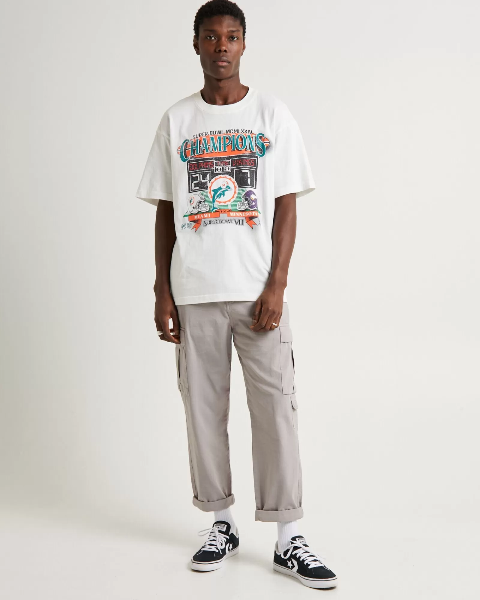 Mitchell & Ness Maglietta Corta Iconica Miami Dolphins - Stile Retrò con Design Classico in Bianco Vintage