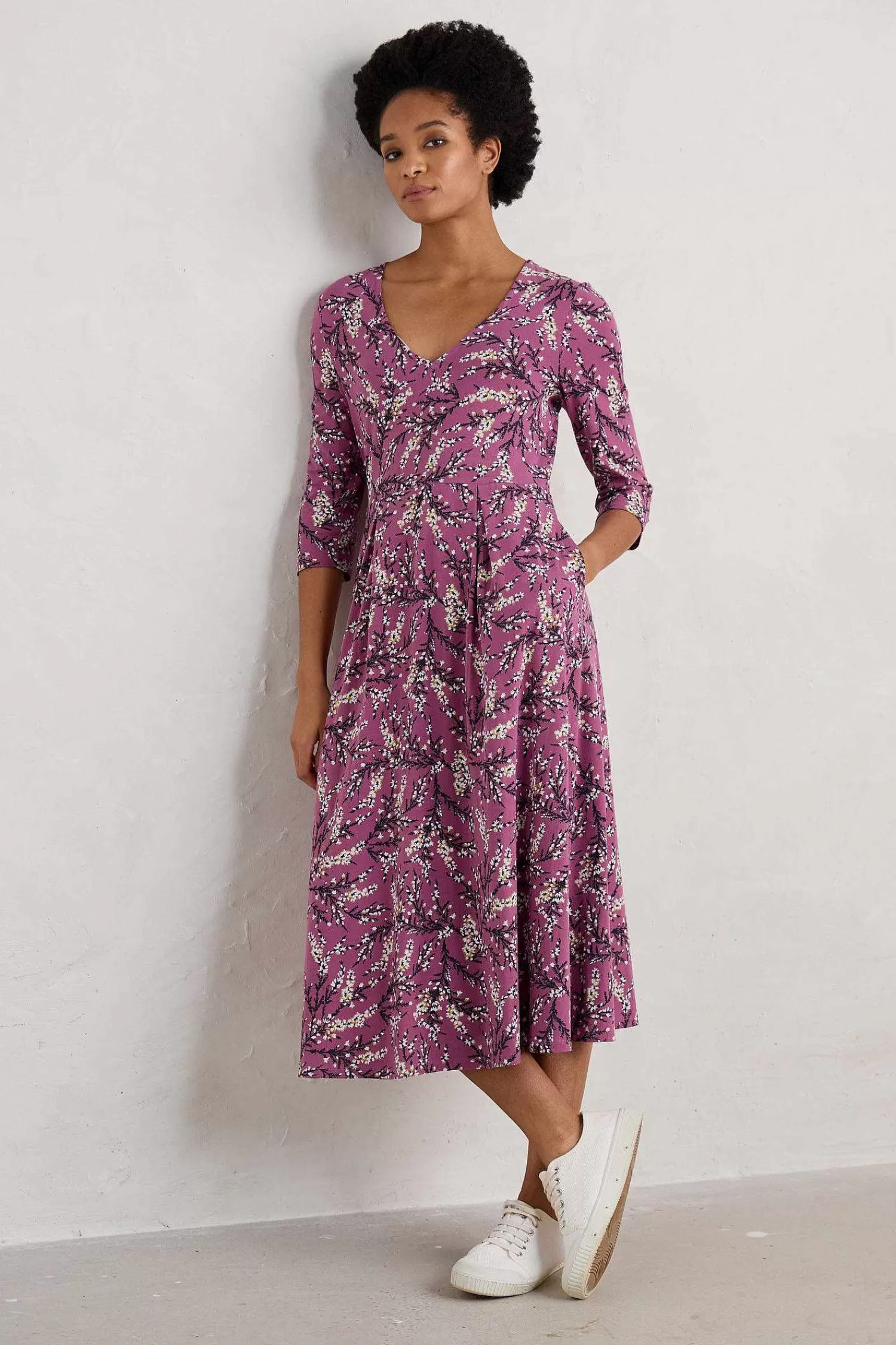 Abito Midi in Jersey con Scollo a V Helena - Seasalt Cornwall Donna Certificato GOTS Biologico