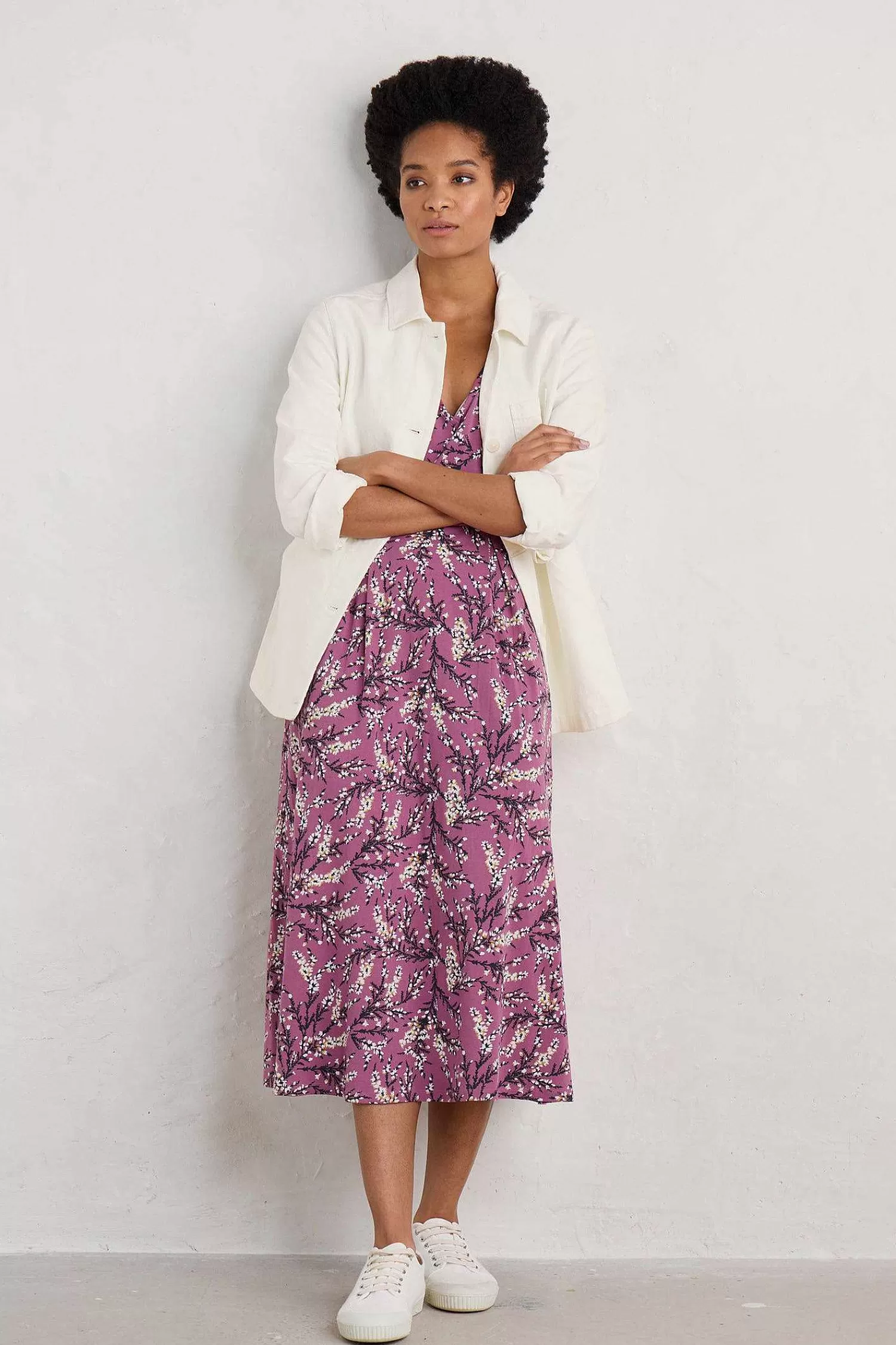 Abito Midi in Jersey con Scollo a V Helena - Seasalt Cornwall Donna Certificato GOTS Biologico