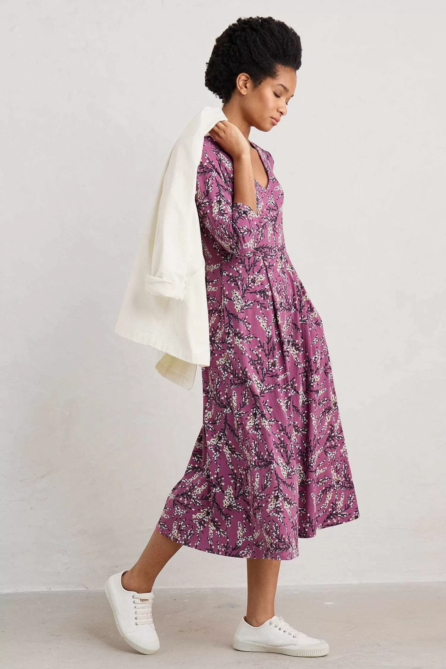 Abito Midi in Jersey con Scollo a V Helena - Seasalt Cornwall Donna Certificato GOTS Biologico