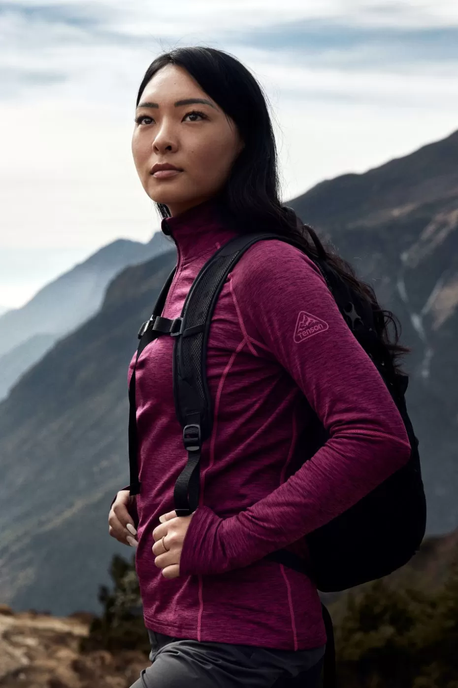 Maglione Termico Mezza Zip Tenson Himalaya | Colore Vino Intenso, Ideale per Escursioni Invernali
