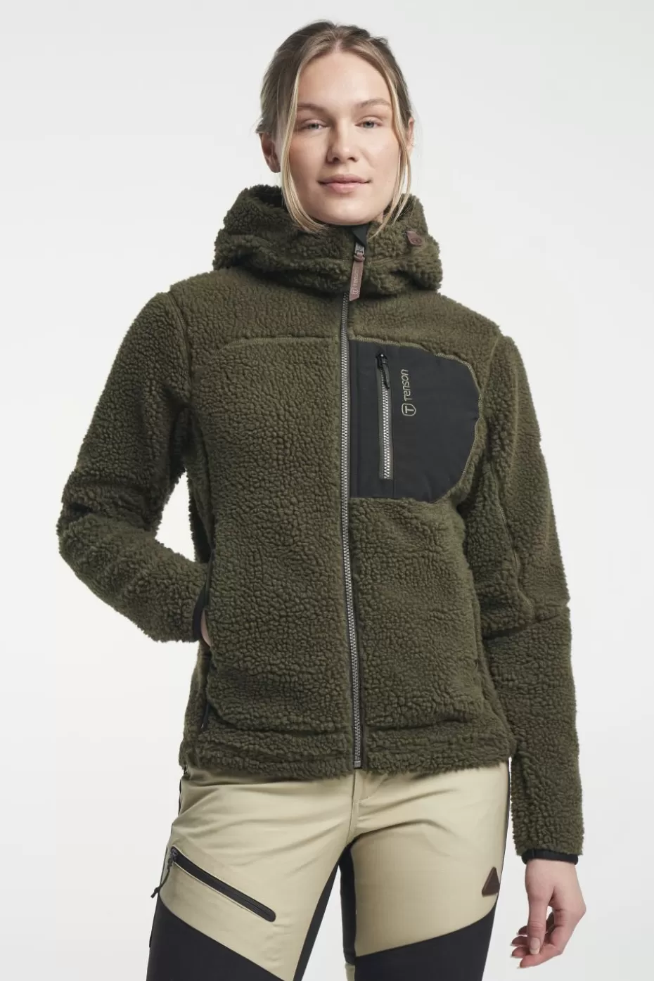 Giacca con Cappuccio Tenson Himalaya - Morbido Pile Teddy in Tinta Oliva, Calore Avvolgente a Prezzo Accessibile