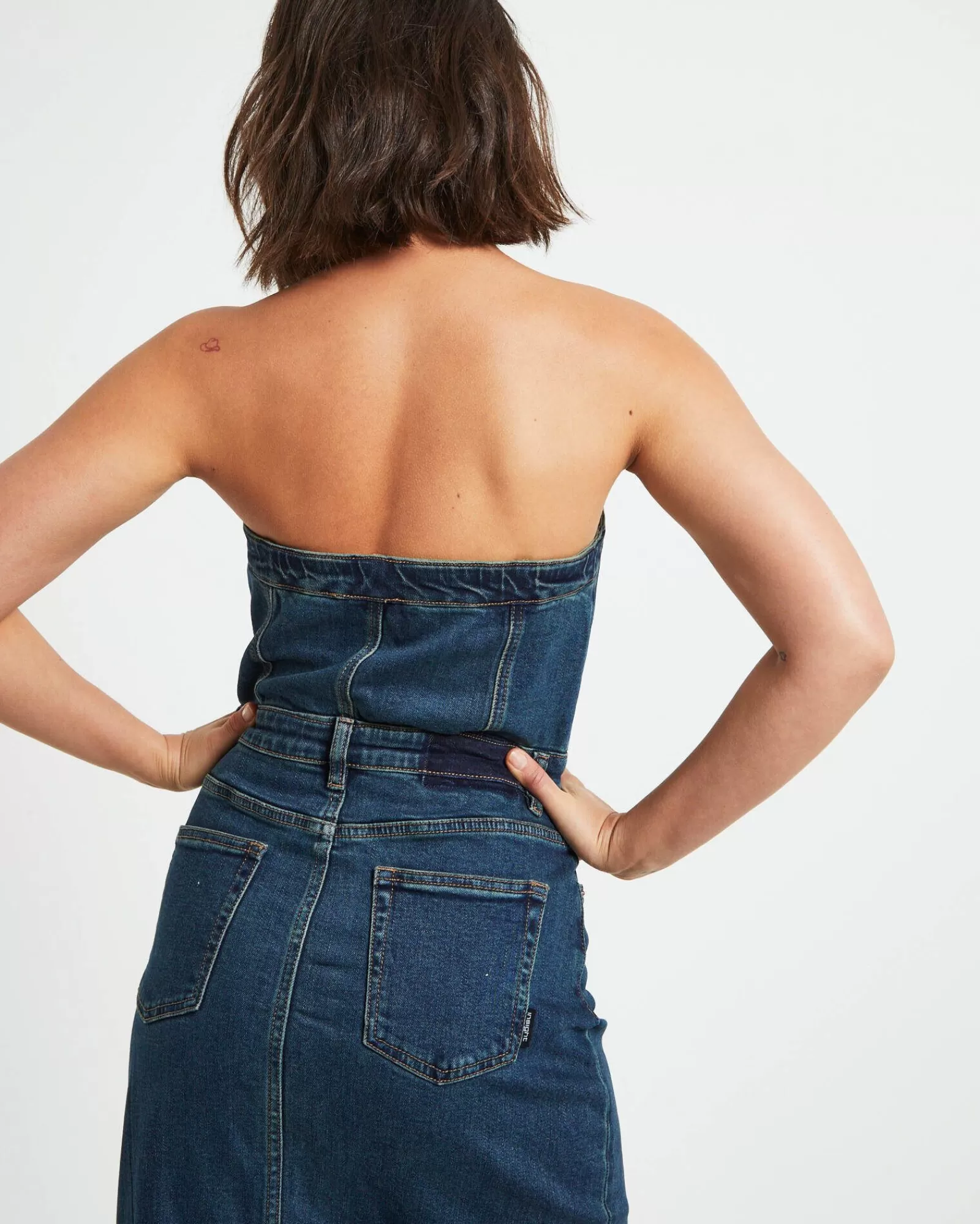 Abito Midigonna Denim Howdy in Blu Antico - Offerta Lampo Stile Casual Chic con Tonalità Vintage
