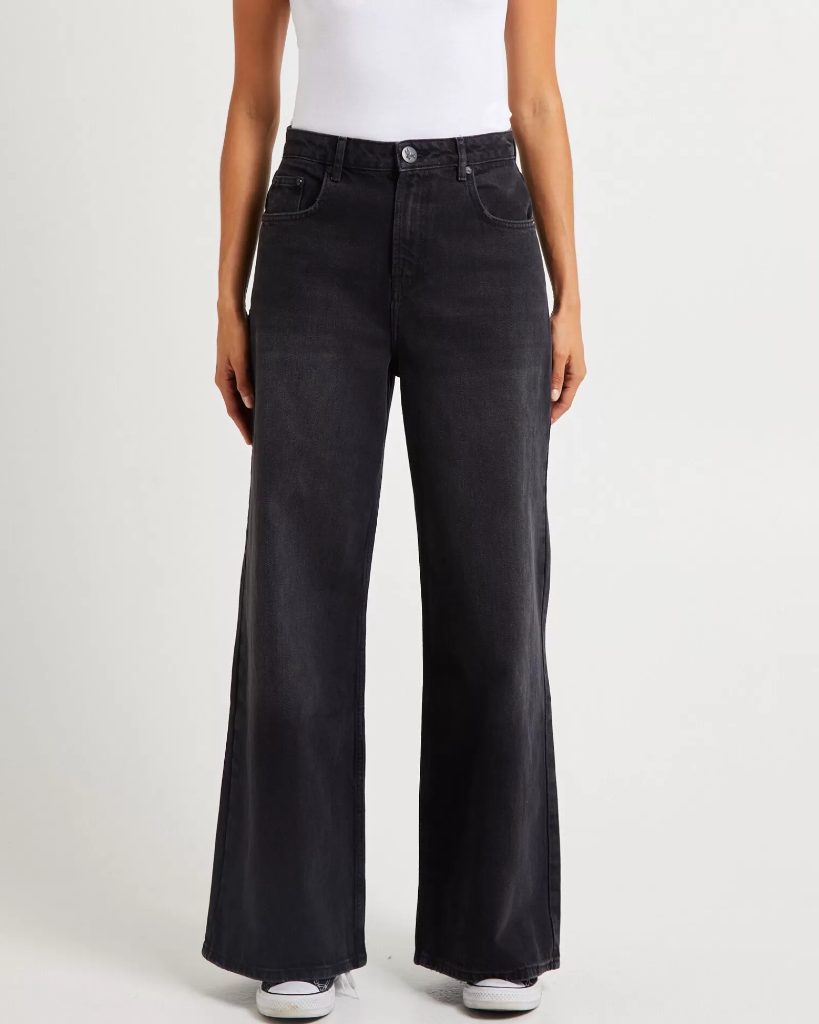 Jeans Denim Iconici Love Machines: Vita Media e Gambe Ultra Larghe con Effetto Vintage - Offerta Imperdibile in Tonalità Nera Sbiadita