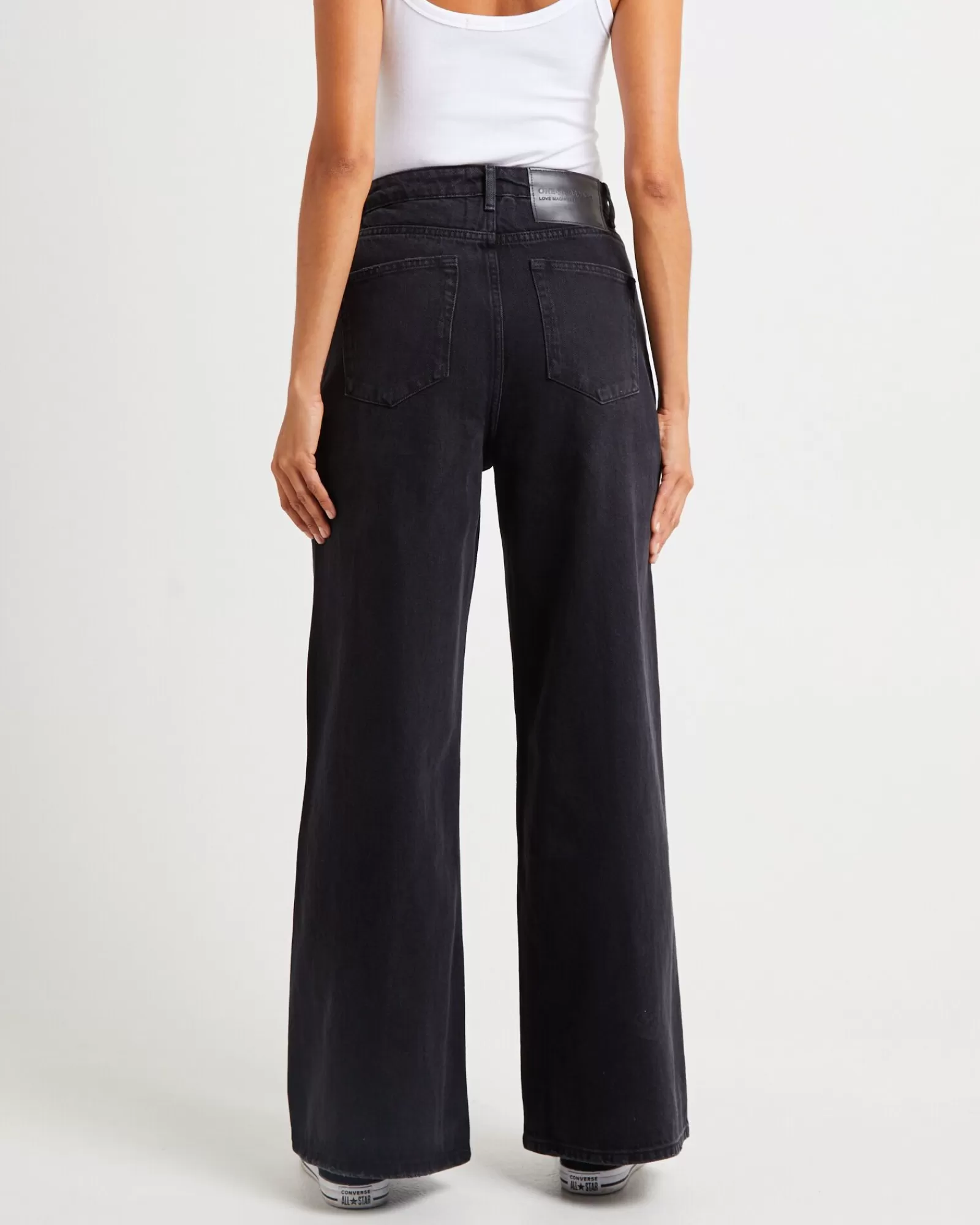 Jeans Denim Iconici Love Machines: Vita Media e Gambe Ultra Larghe con Effetto Vintage - Offerta Imperdibile in Tonalità Nera Sbiadita