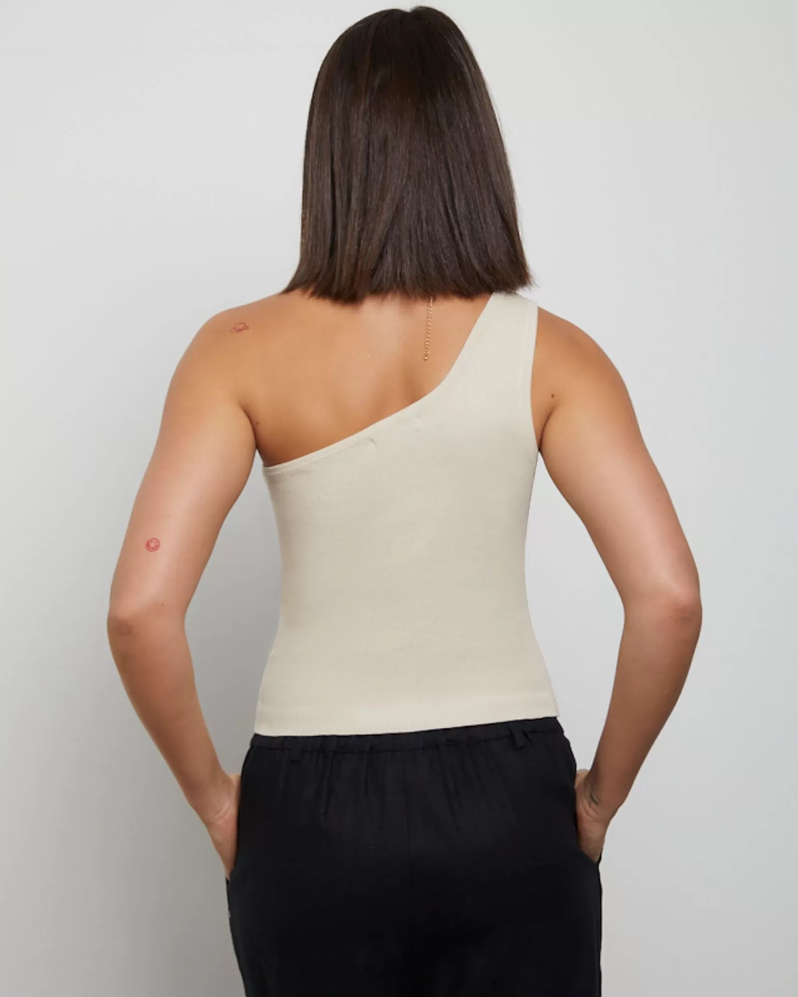 GPC Basics – Top Monospalla in Maglia Premium con Rifiniture Vintage, Colore Grigio Antico – Edizione Limitata