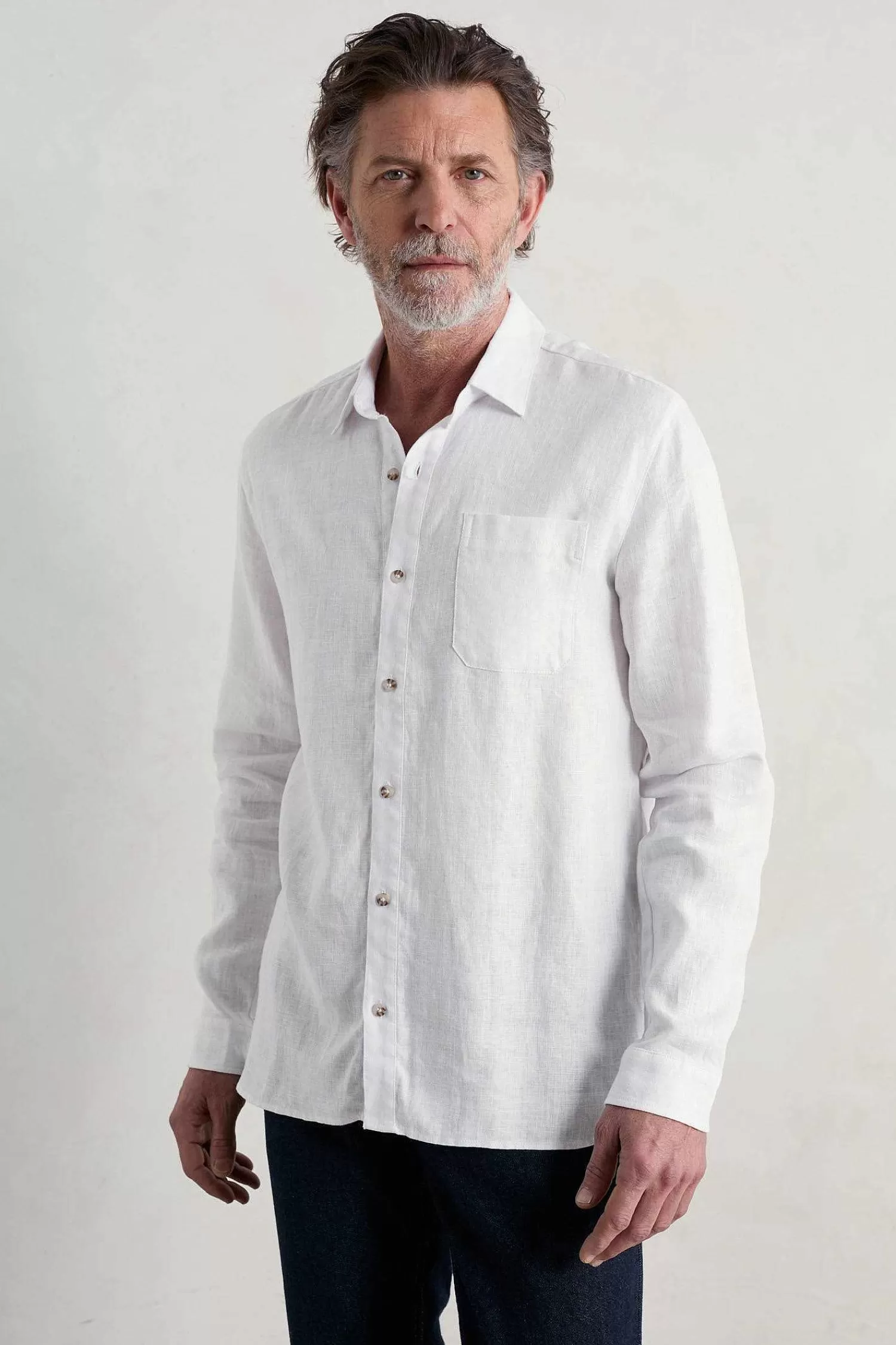 SEASALT CORNWALL - Camicia Uomo in Lino Premium con Design Esclusivo, Stile Costiero per Estate 2024 - Tocco Artigianale Cornovagliese - Abbigliamento Casual Confortevole e Leggera