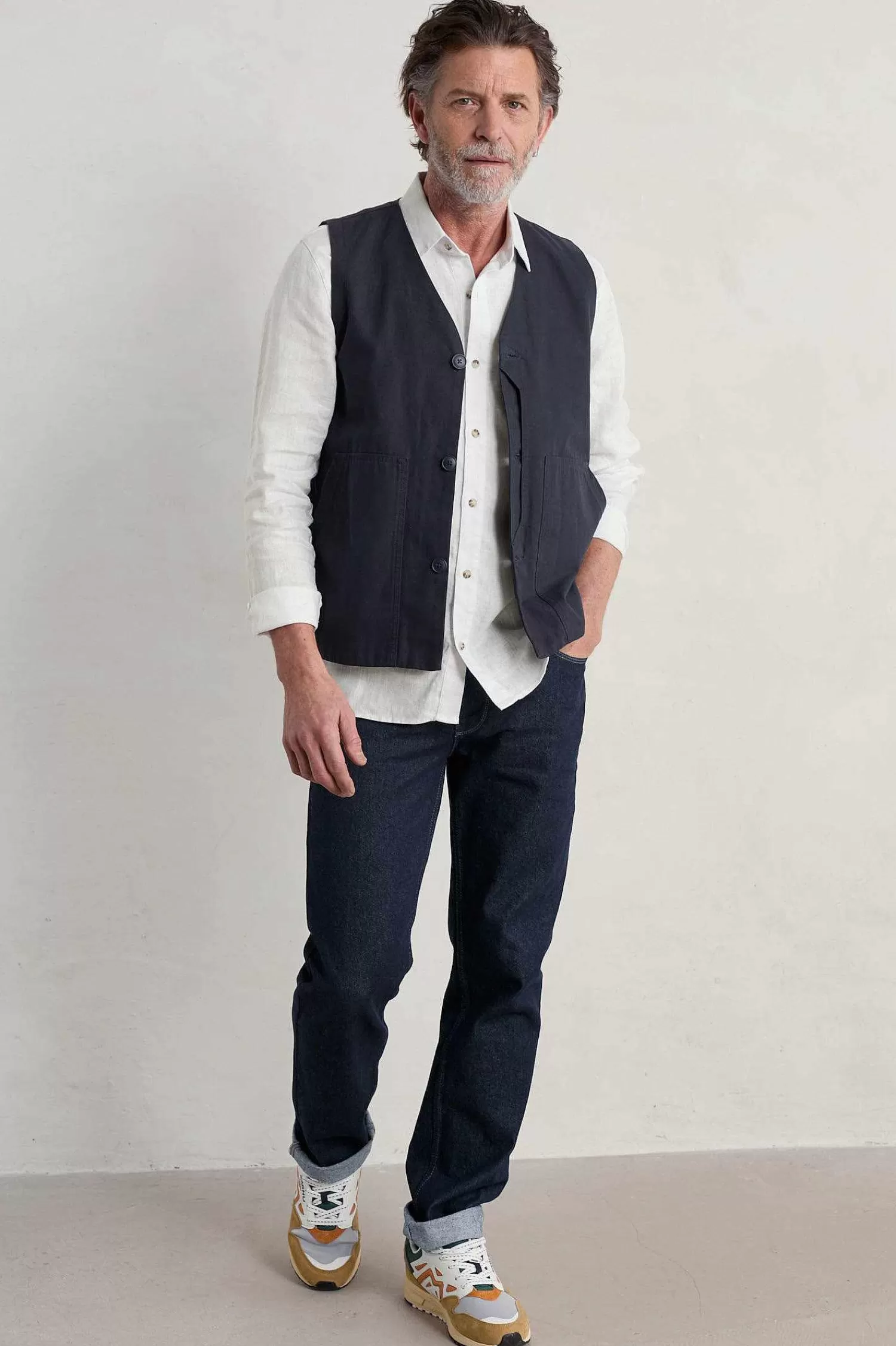 SEASALT CORNWALL - Camicia Uomo in Lino Premium con Design Esclusivo, Stile Costiero per Estate 2024 - Tocco Artigianale Cornovagliese - Abbigliamento Casual Confortevole e Leggera