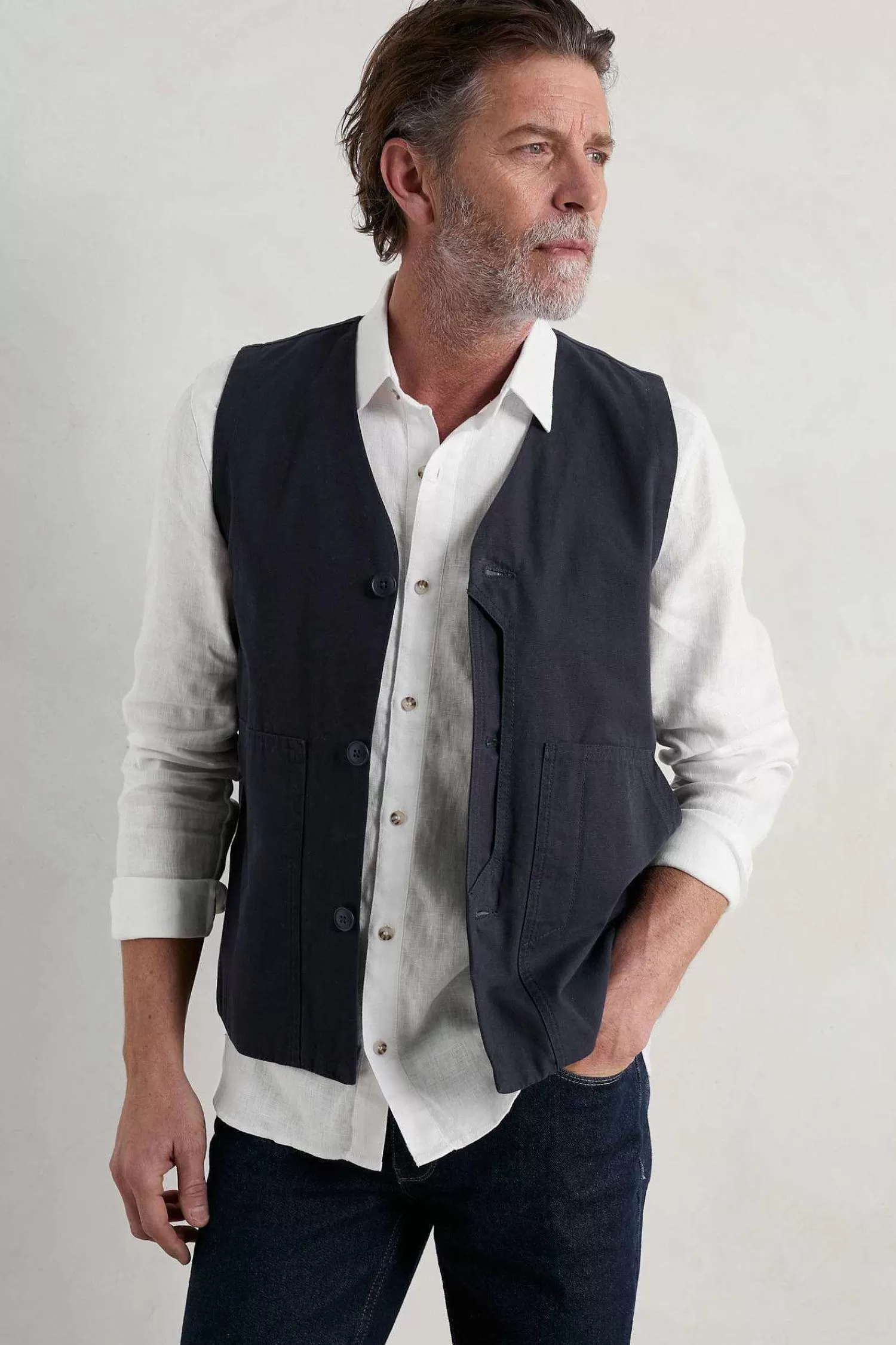 SEASALT CORNWALL - Camicia Uomo in Lino Premium con Design Esclusivo, Stile Costiero per Estate 2024 - Tocco Artigianale Cornovagliese - Abbigliamento Casual Confortevole e Leggera