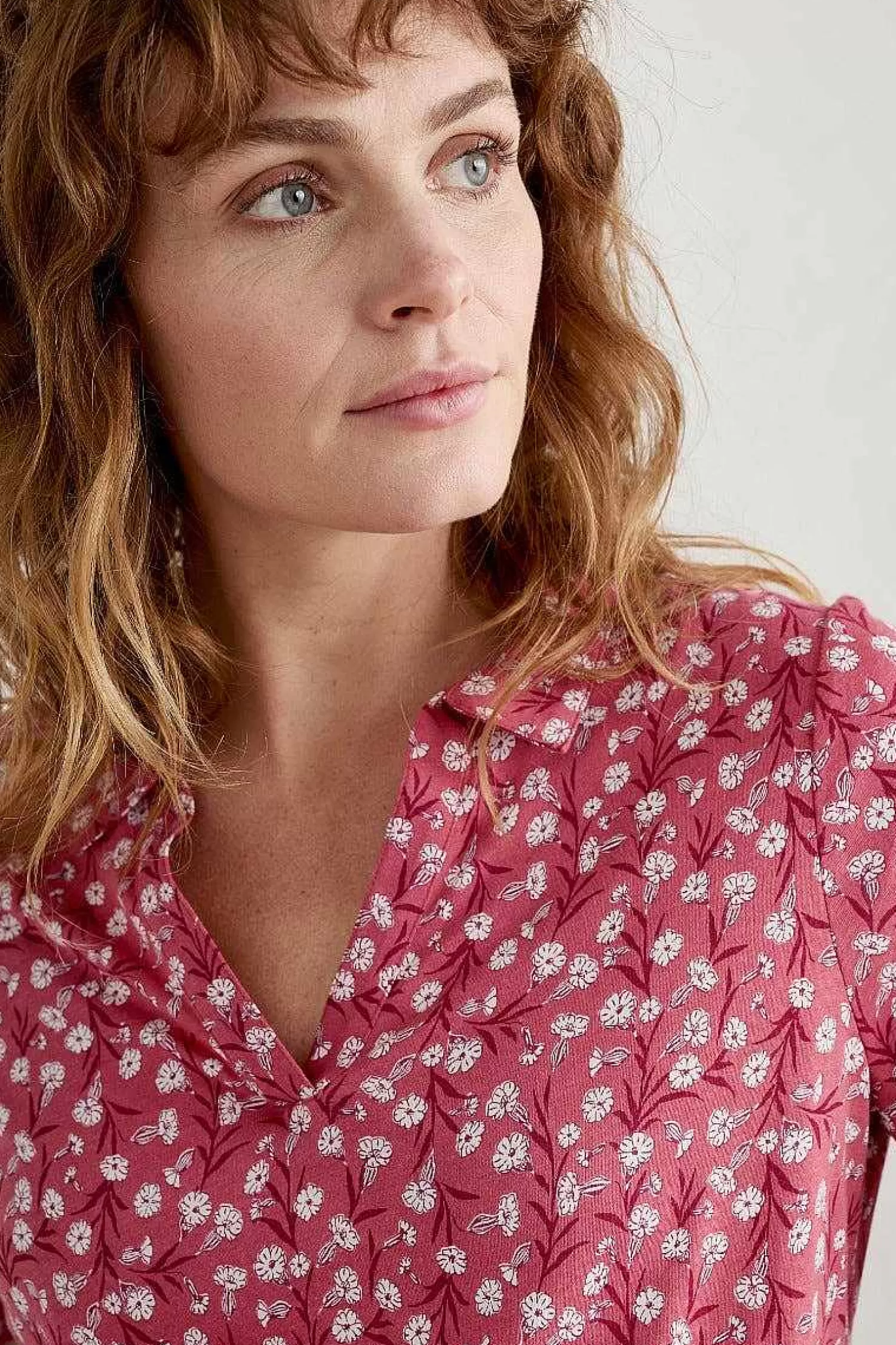 Maglia Confortevole Donna Stile Casual Collezione Cornwall - Jersey Manica Corta Tonaco Cielo Nuvoloso