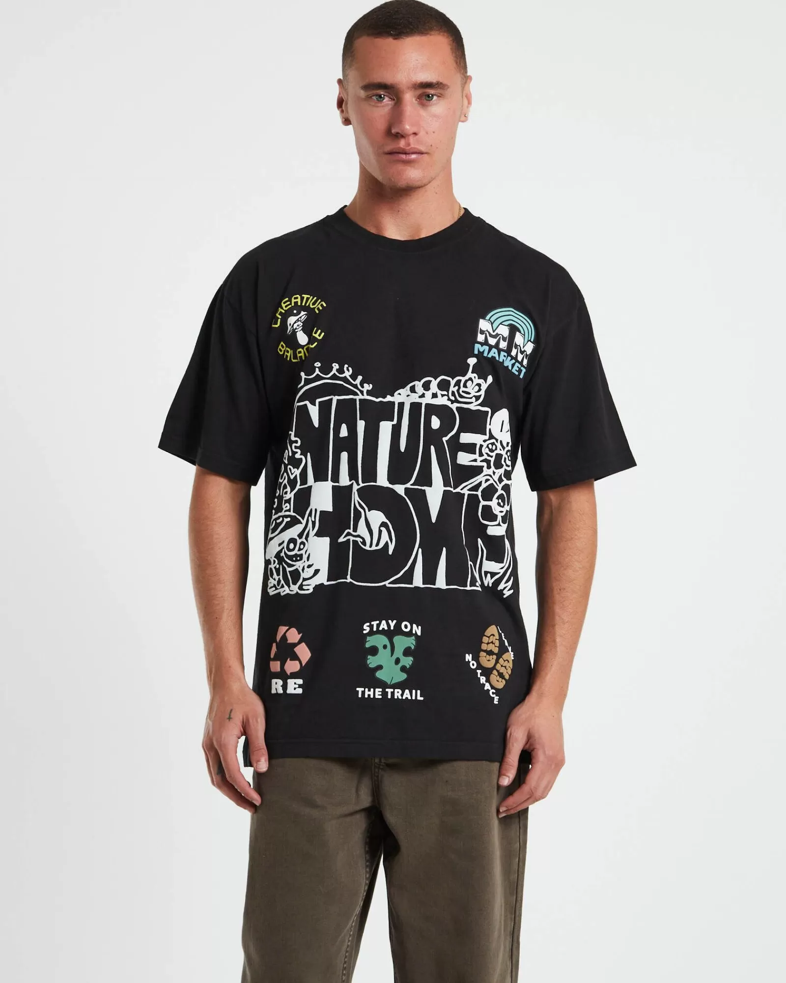 Maglietta Vintage Comfort Natura - Nero Invecchiato in Promozione, T-Shirt Uomo/Donna Stagione Corta Eco-Friendly