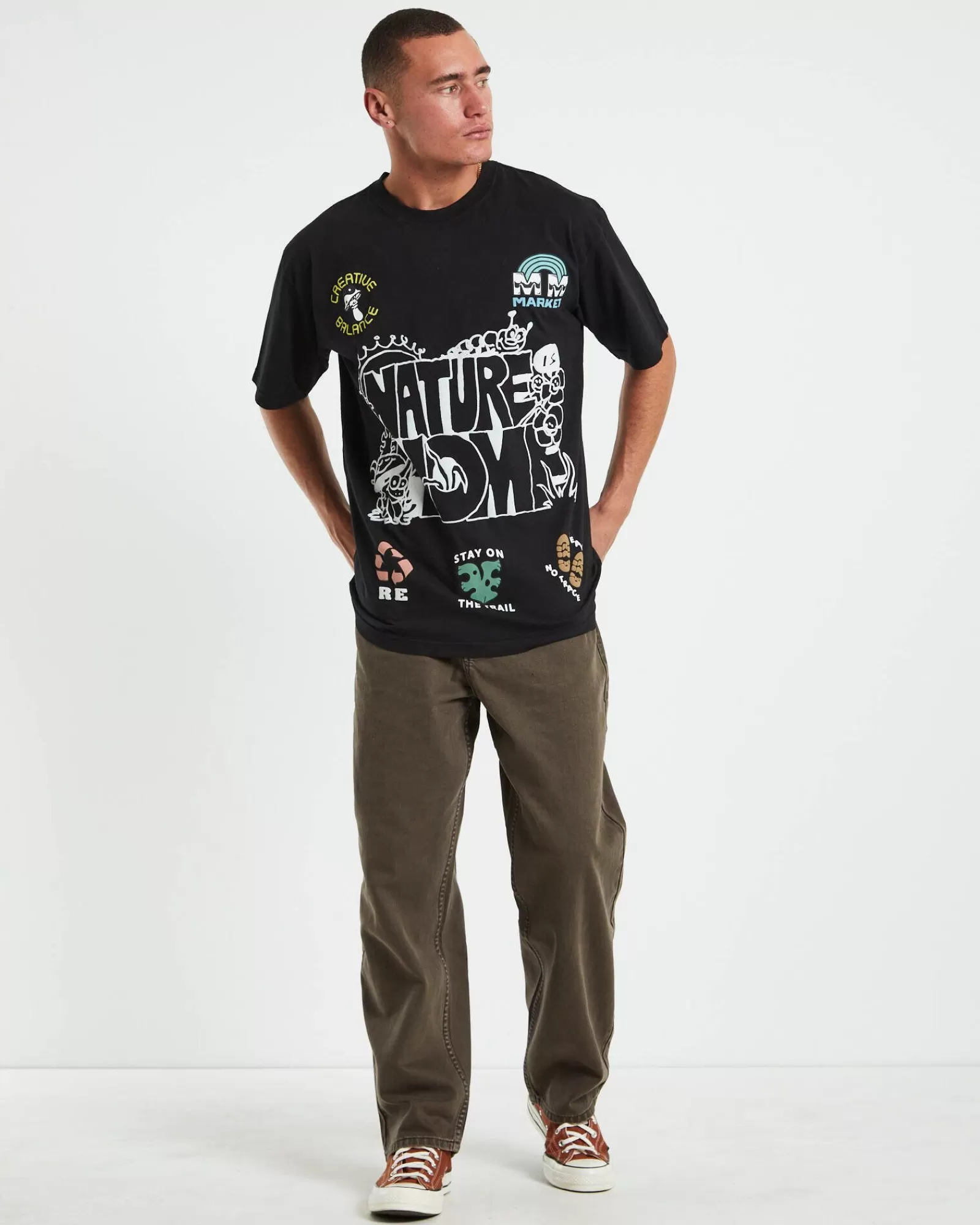 Maglietta Vintage Comfort Natura - Nero Invecchiato in Promozione, T-Shirt Uomo/Donna Stagione Corta Eco-Friendly