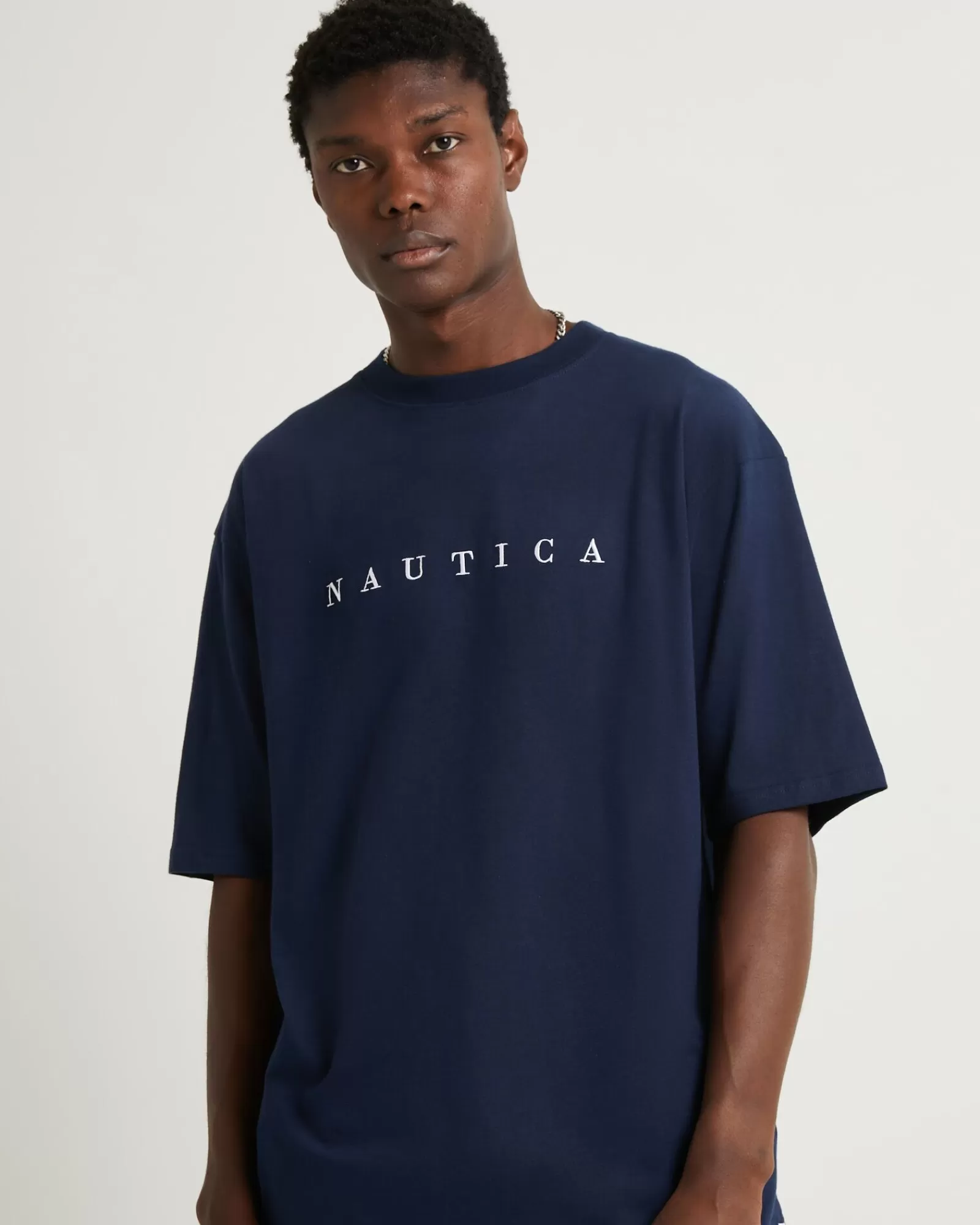 NAUTICA Outlet - Maglietta Estiva Blu Navy con Design Marino