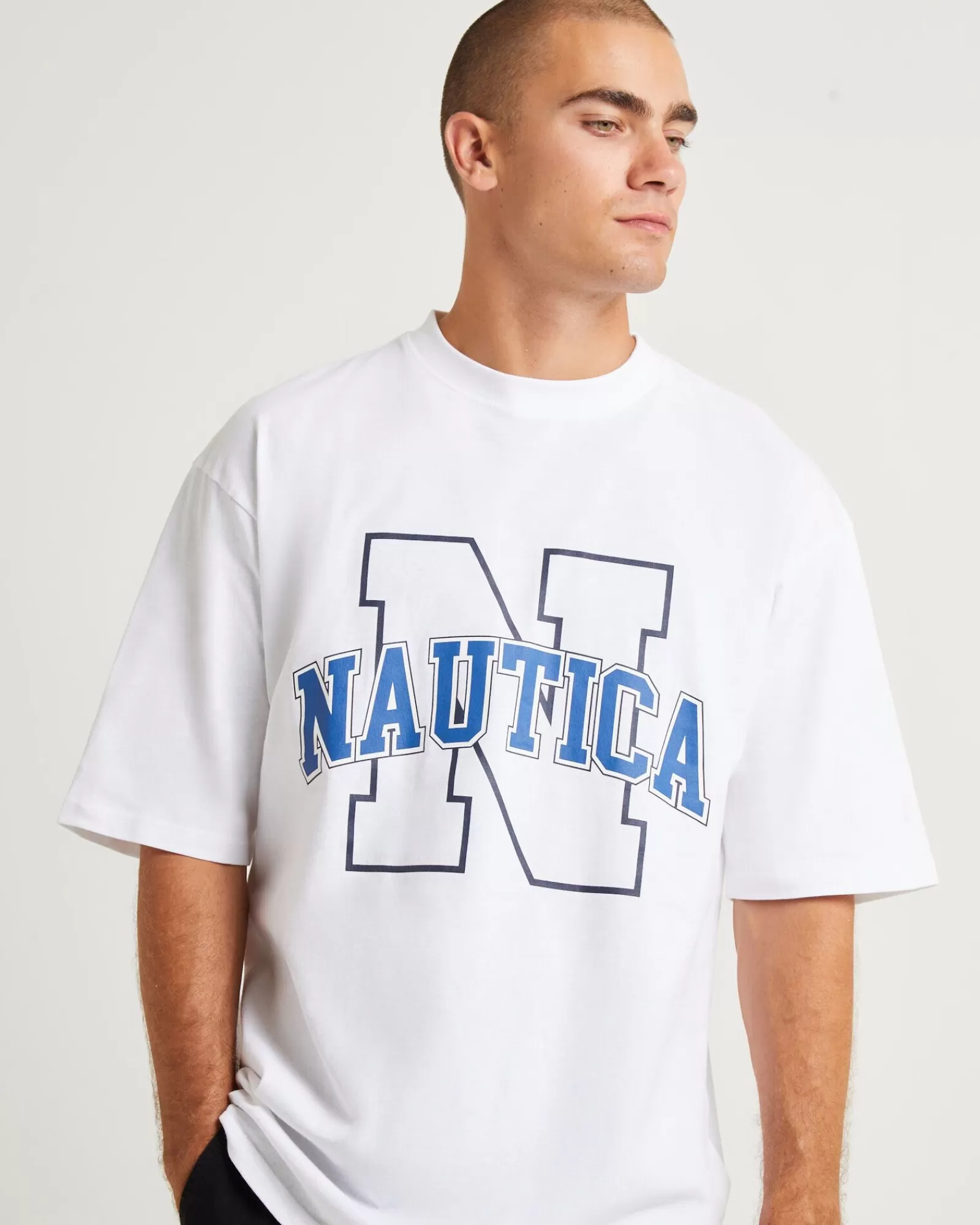 Maglietta Uomo NAUTICA Omega Cotone Classic Stagionale - Bianco Puro in Promozione