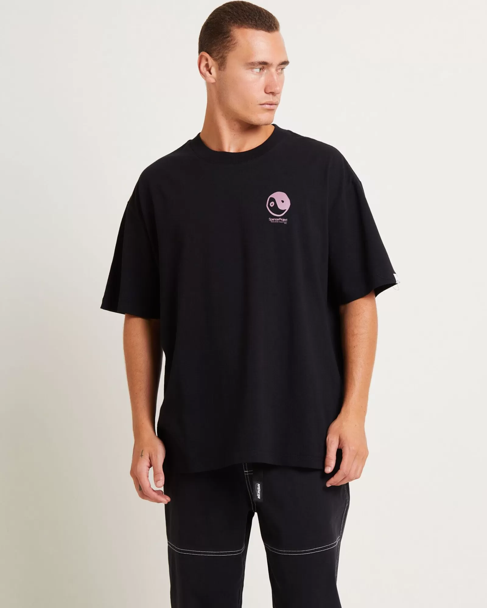 SPENCER PROJECT - T-Shirt Peace Corps manica corta unisex nera in promo estiva
