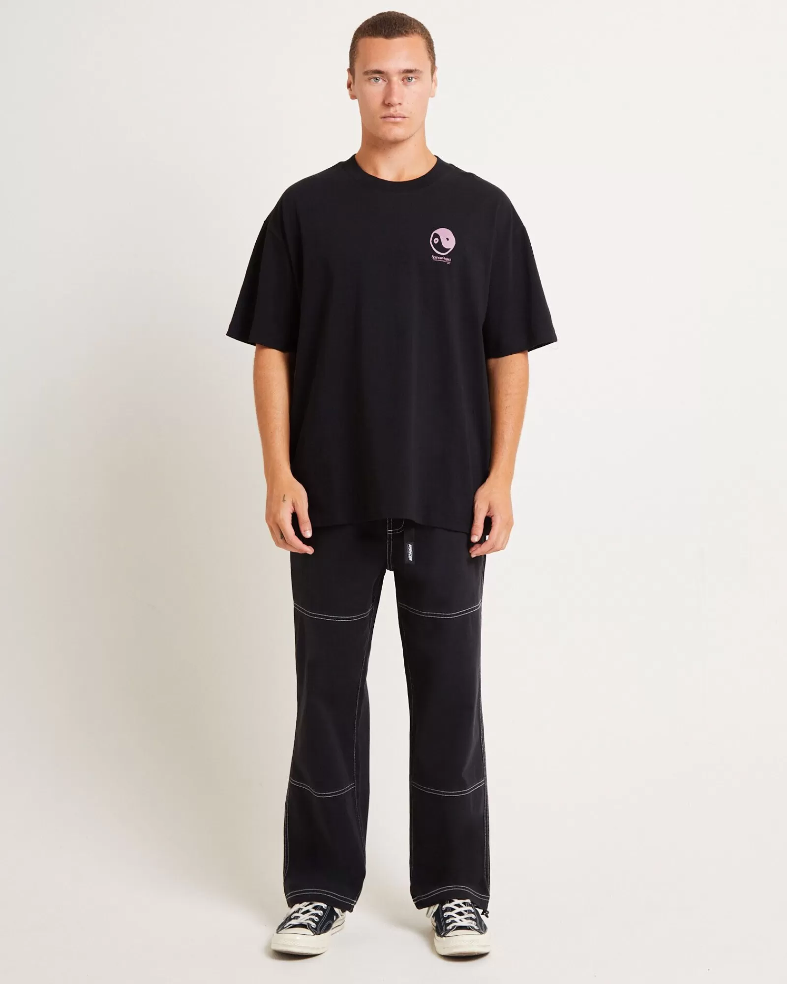 SPENCER PROJECT - T-Shirt Peace Corps manica corta unisex nera in promo estiva