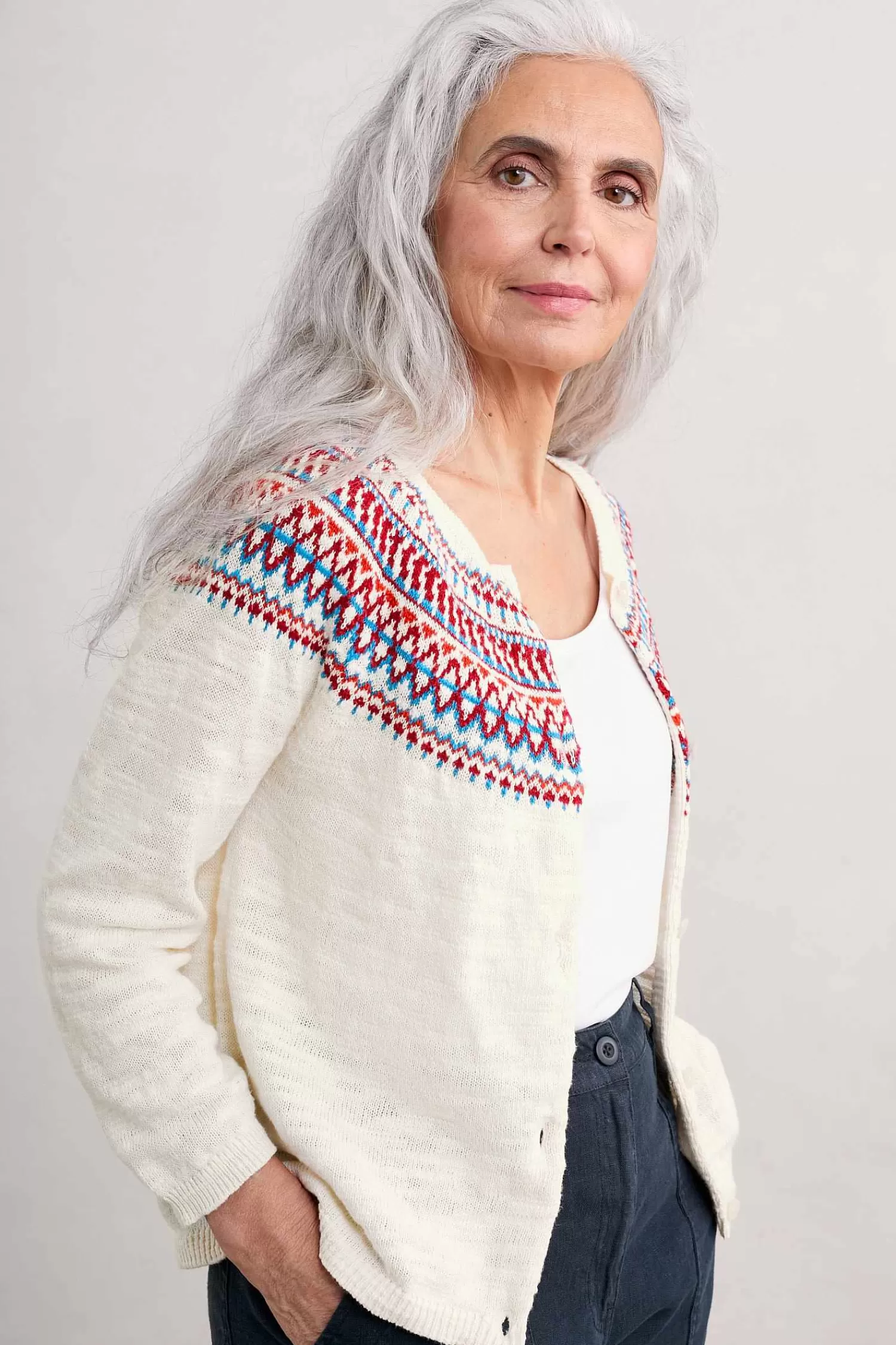 Maglione Costiero Donna Seasalt Cornwall con Motivi Fair Isle - Stile Tradizionale Penvoose per un Look Autentico