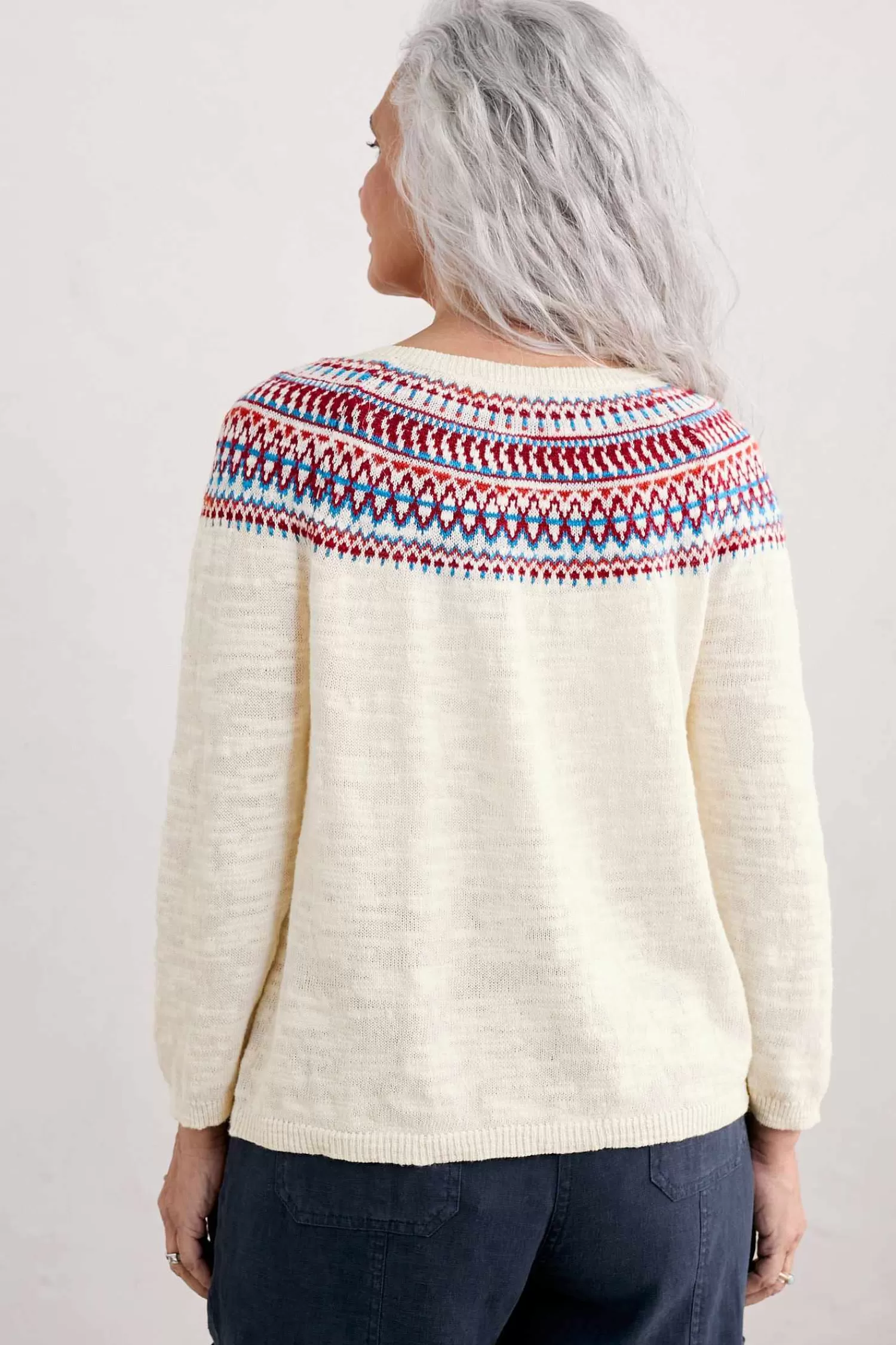 Maglione Costiero Donna Seasalt Cornwall con Motivi Fair Isle - Stile Tradizionale Penvoose per un Look Autentico