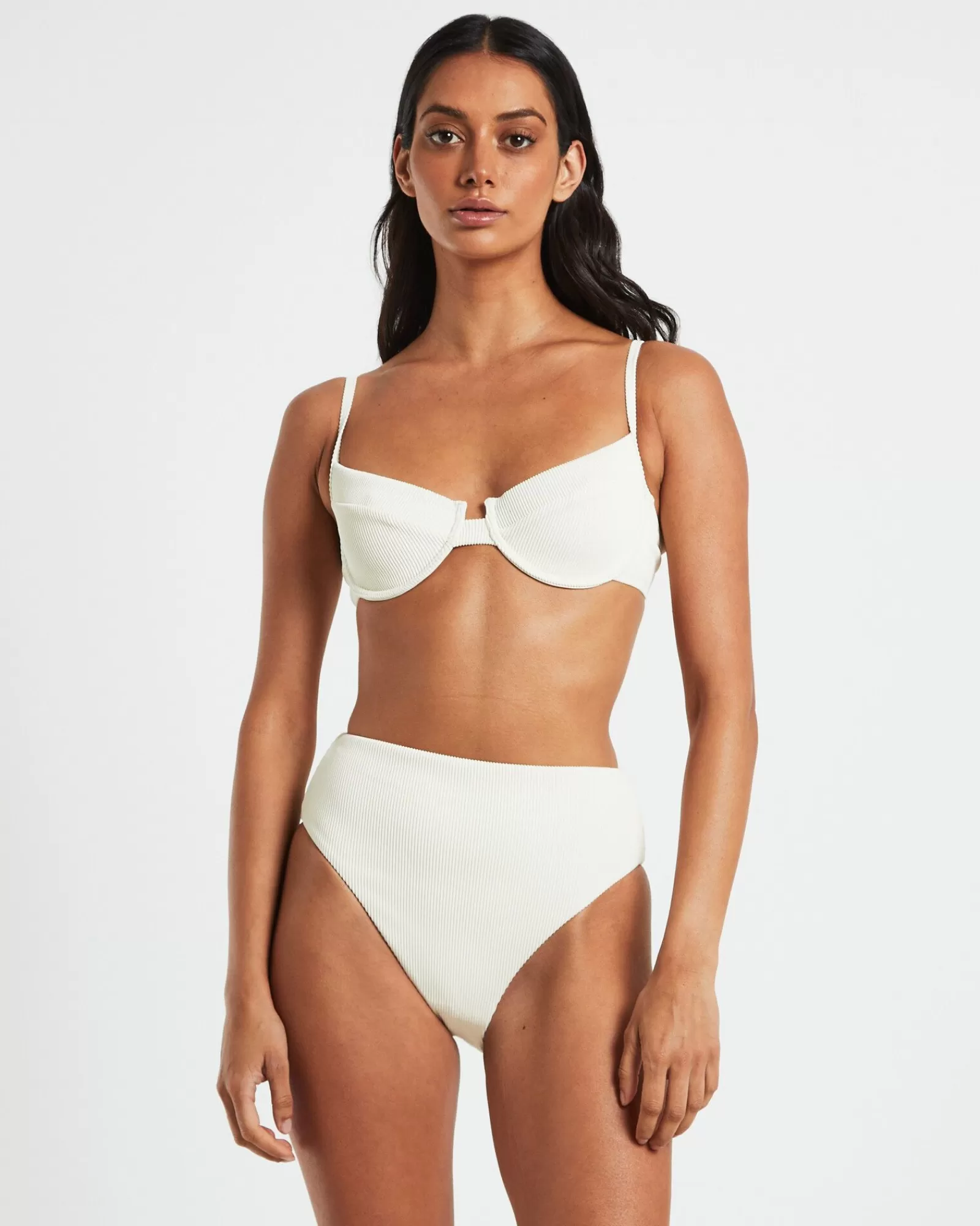 Reggiseno Bikini con Scollo a Coste e Ferretto - Bianco Mandorla | Offerta Imperdibile per Estate