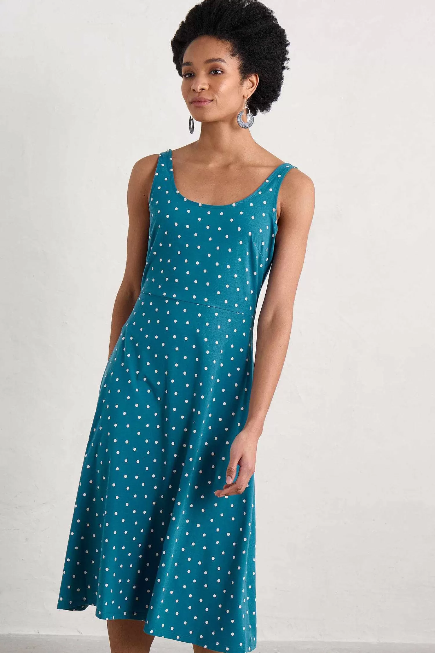 Vestito Midi in Maglina Cornwall Seasalt con Riflessi Solari - Abito Estivo Femminile Elegante e Confortevole