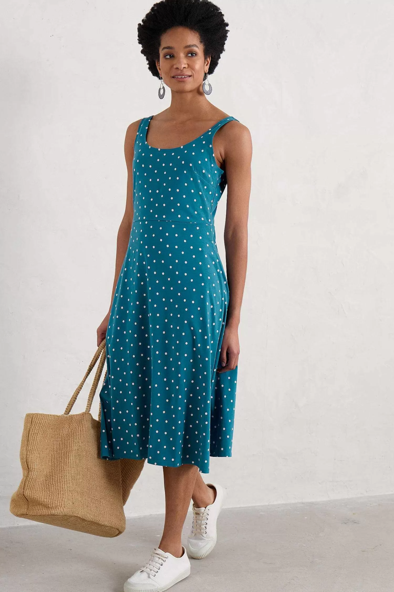 Vestito Midi in Maglina Cornwall Seasalt con Riflessi Solari - Abito Estivo Femminile Elegante e Confortevole
