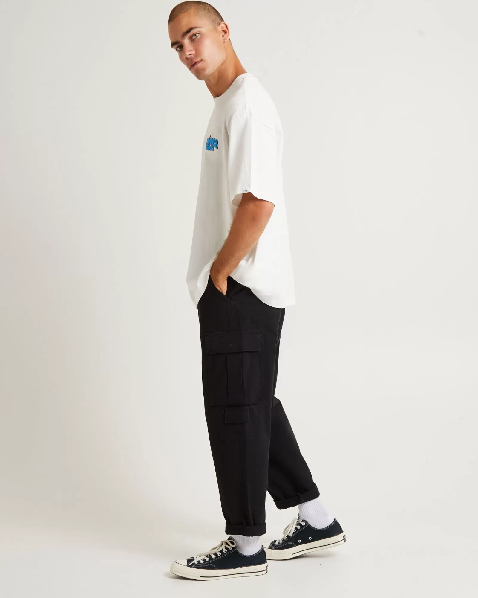 SPENCER PROJECT | Maglietta Tagger a Maniche Corte in Cotone - Bianco Puro, Comfort Essentials

（：、、，，）