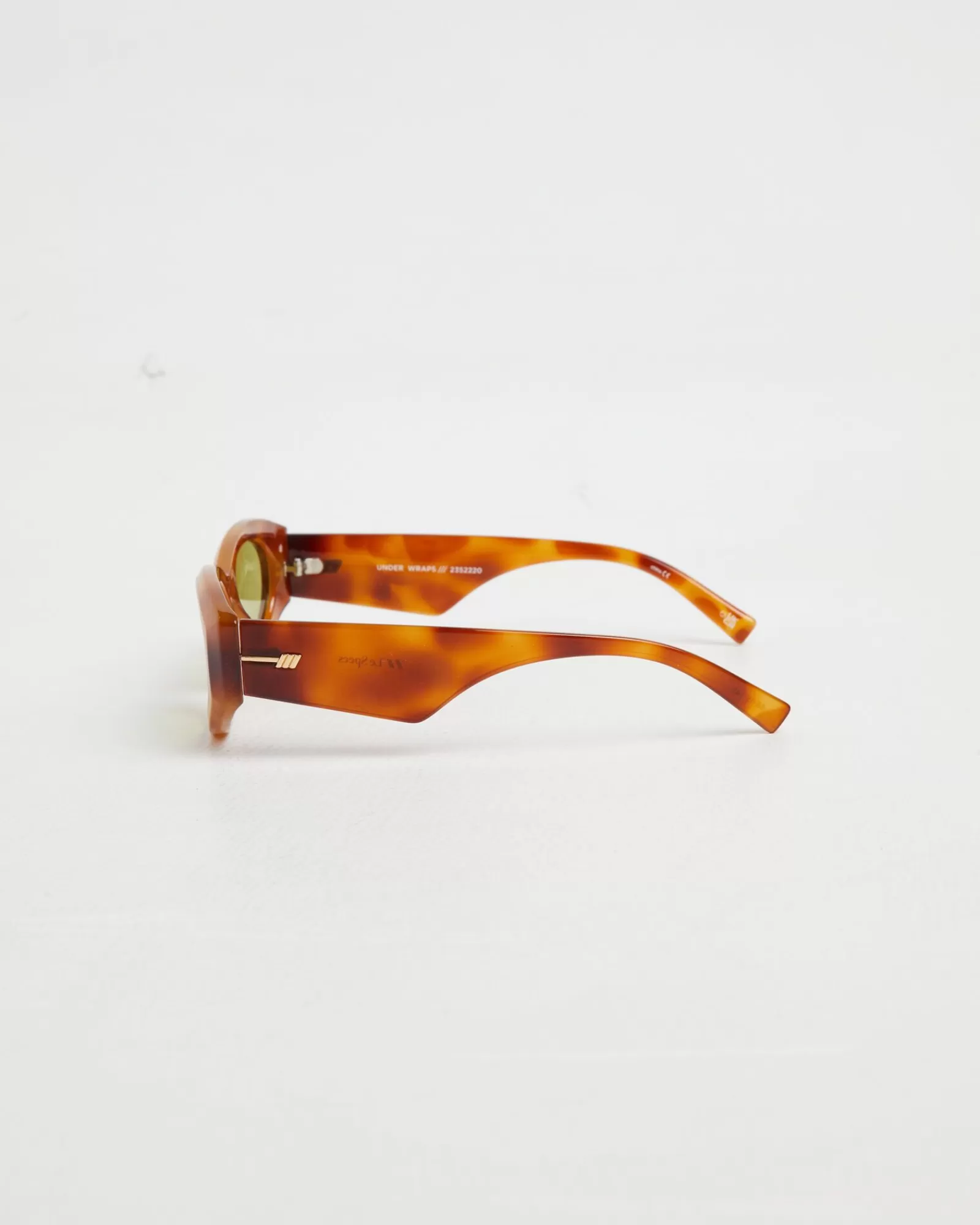 LE SPECS Occhiali da Sole Under Wraps - Design Retrò in Tartaruga Vintage con Dettagli Oliva