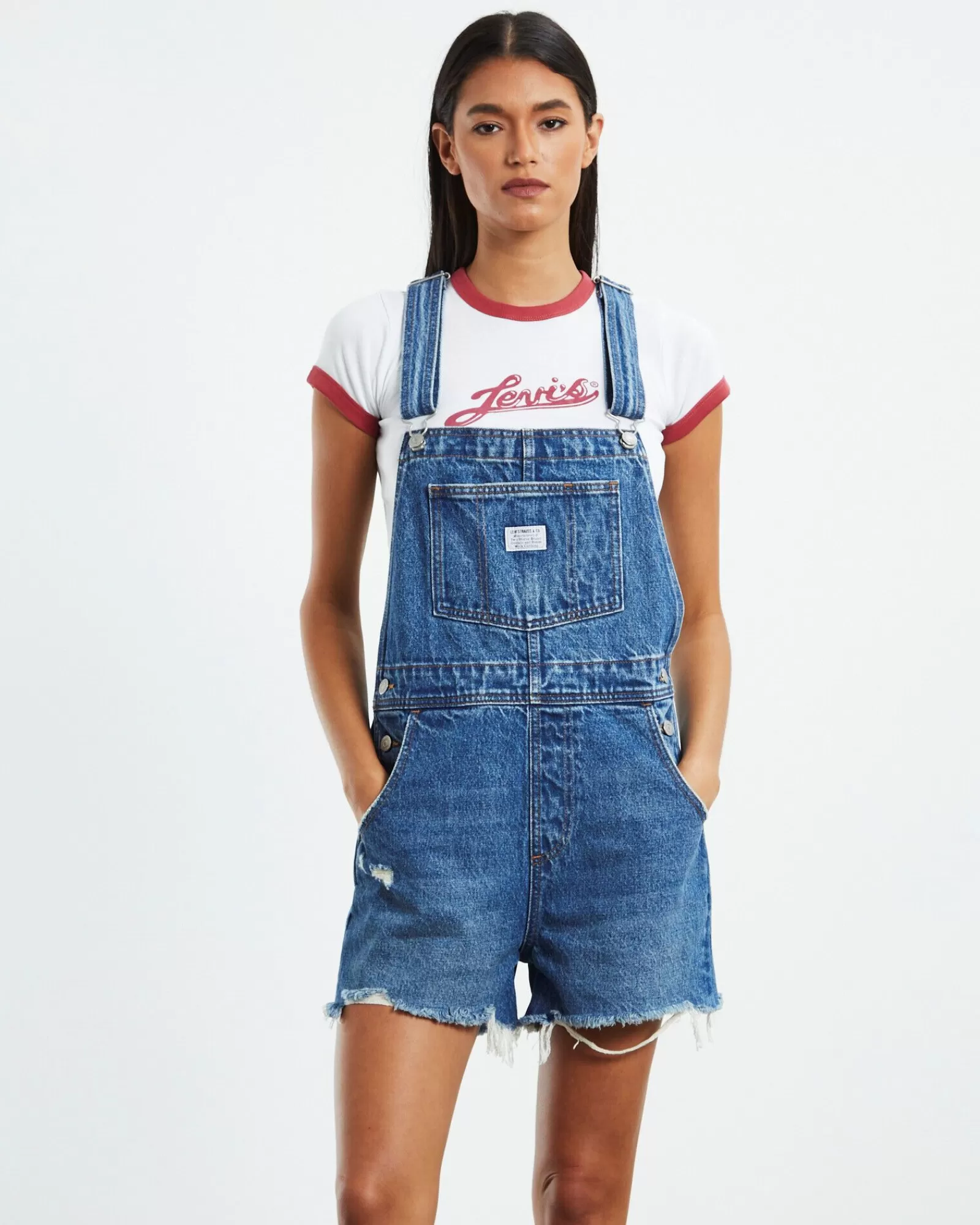 Salopette Corta Levi's Vintage Jeans - Blu Prato Fiorito per Stile Casual e Divertente