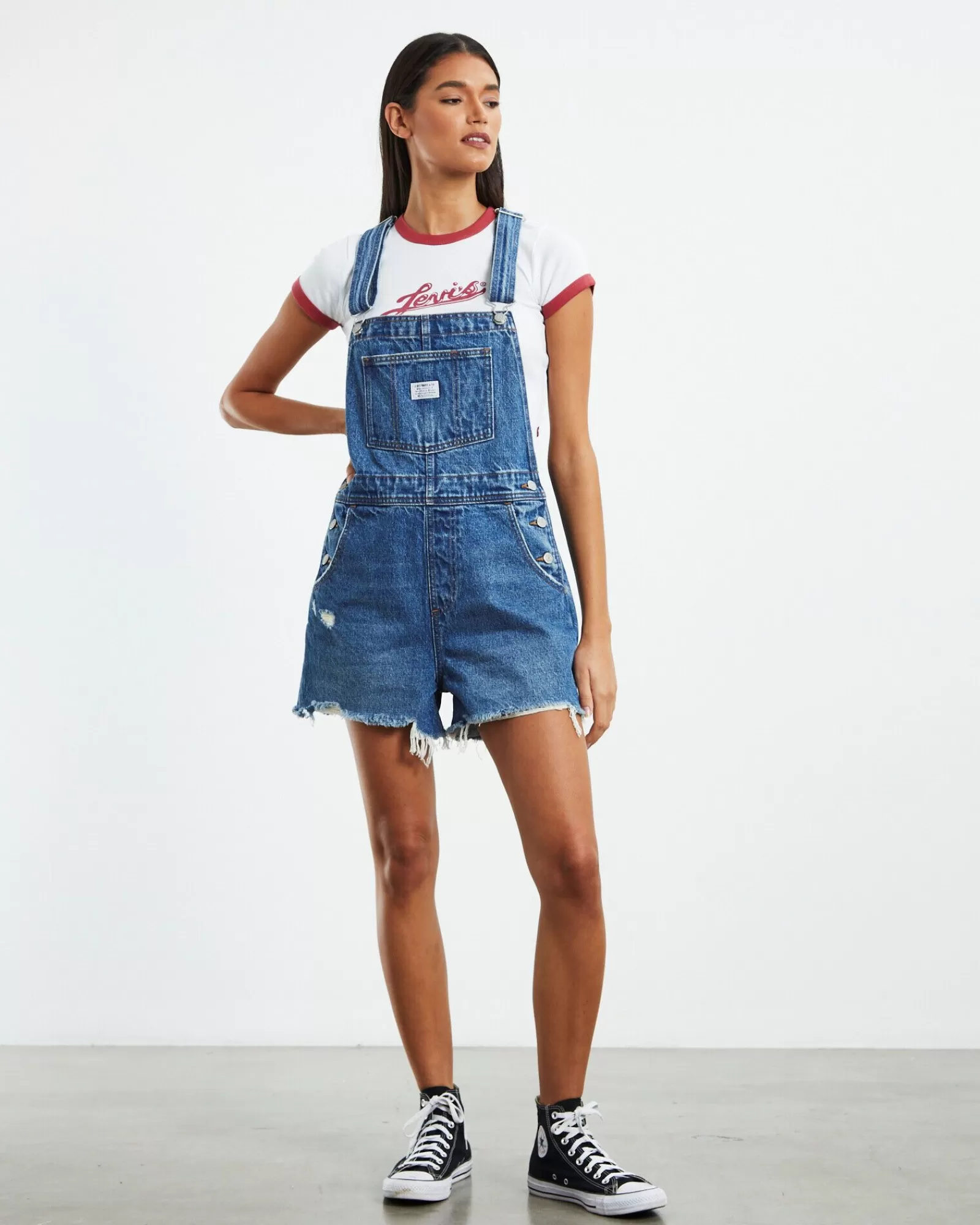 Salopette Corta Levi's Vintage Jeans - Blu Prato Fiorito per Stile Casual e Divertente